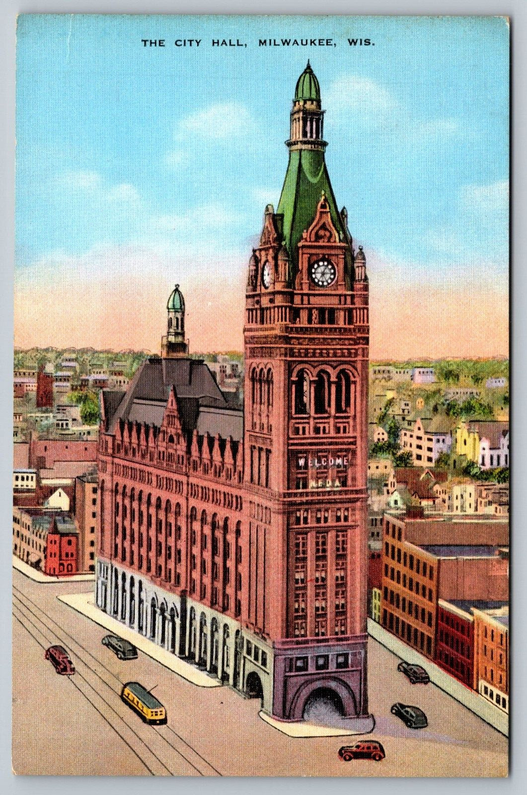 Milwaukee,WI The City Hall 1937 Wisconsin Vintage Postcard
