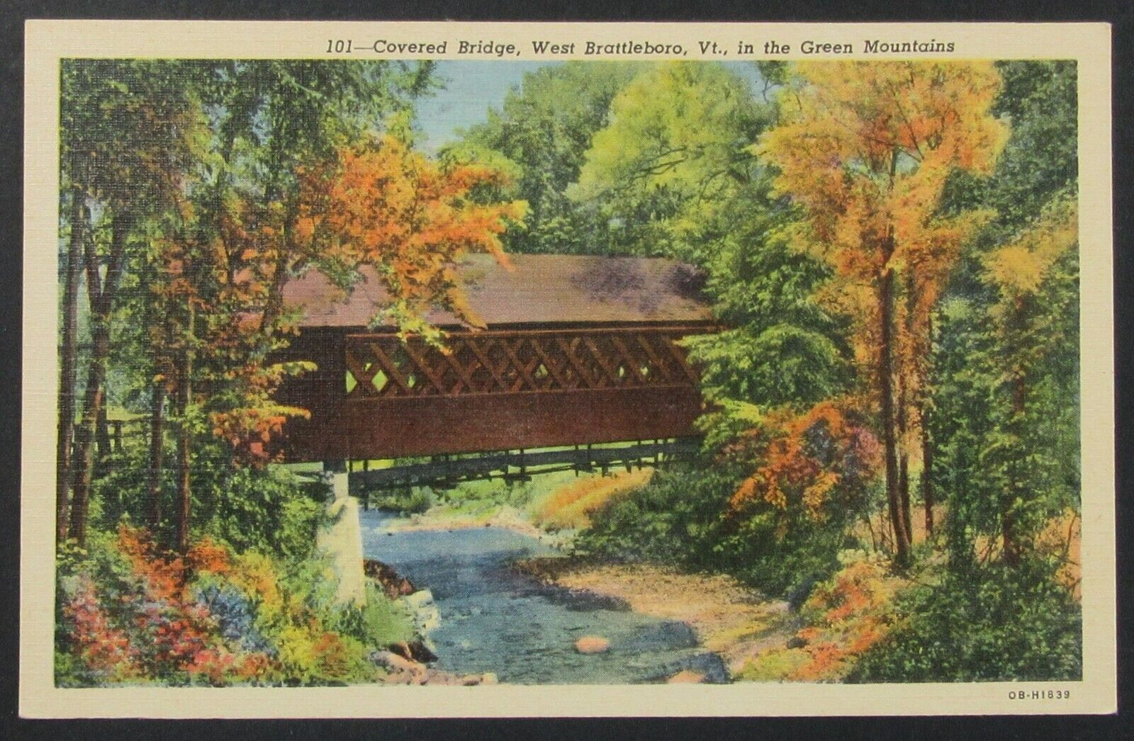 West Brattleboro VT Covered Bridge Vintage Teich Linen Postcard Unposted