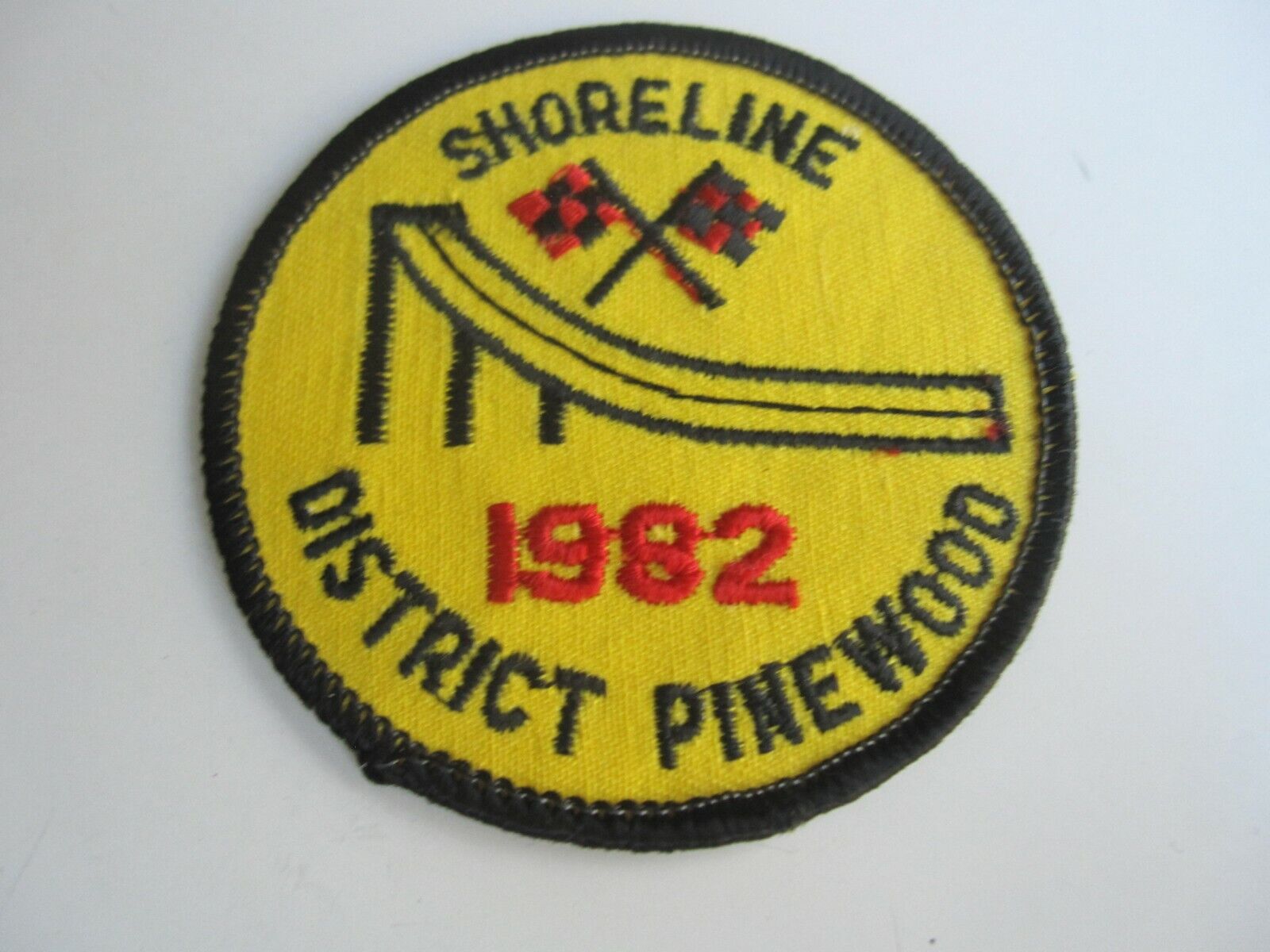 Vintage 1982 BSA Scouting Shoreline District Pinewood Derby Patch BIS
