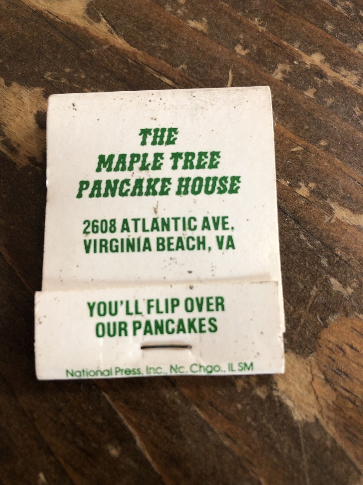 The Maple Tree House Pancake Virginia Beach Vintage Matchbook C2