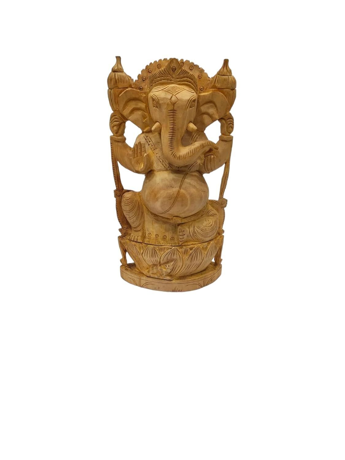 Wooden Ganpati Ji Murti: Handcrafted Idol for Home Temple, Office Décor & Pooja