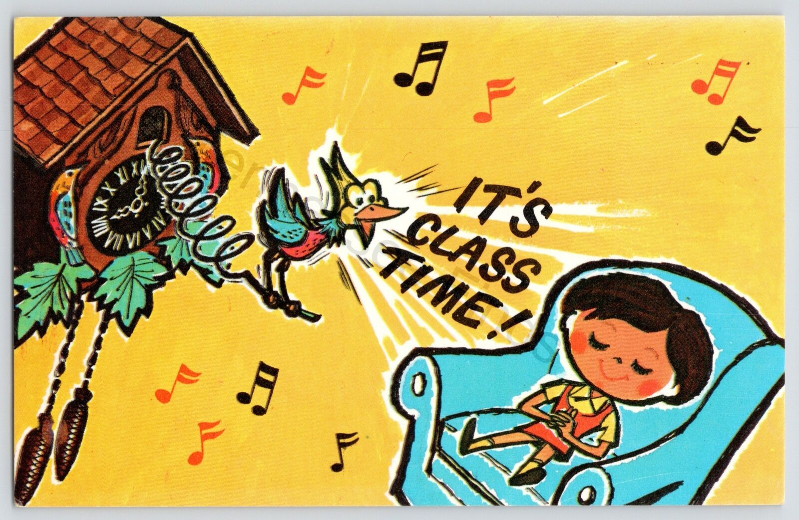 It\'s Class Time Cuckoo Clock Humor Funny Postcard Vintage Psalm 58:4 pc564