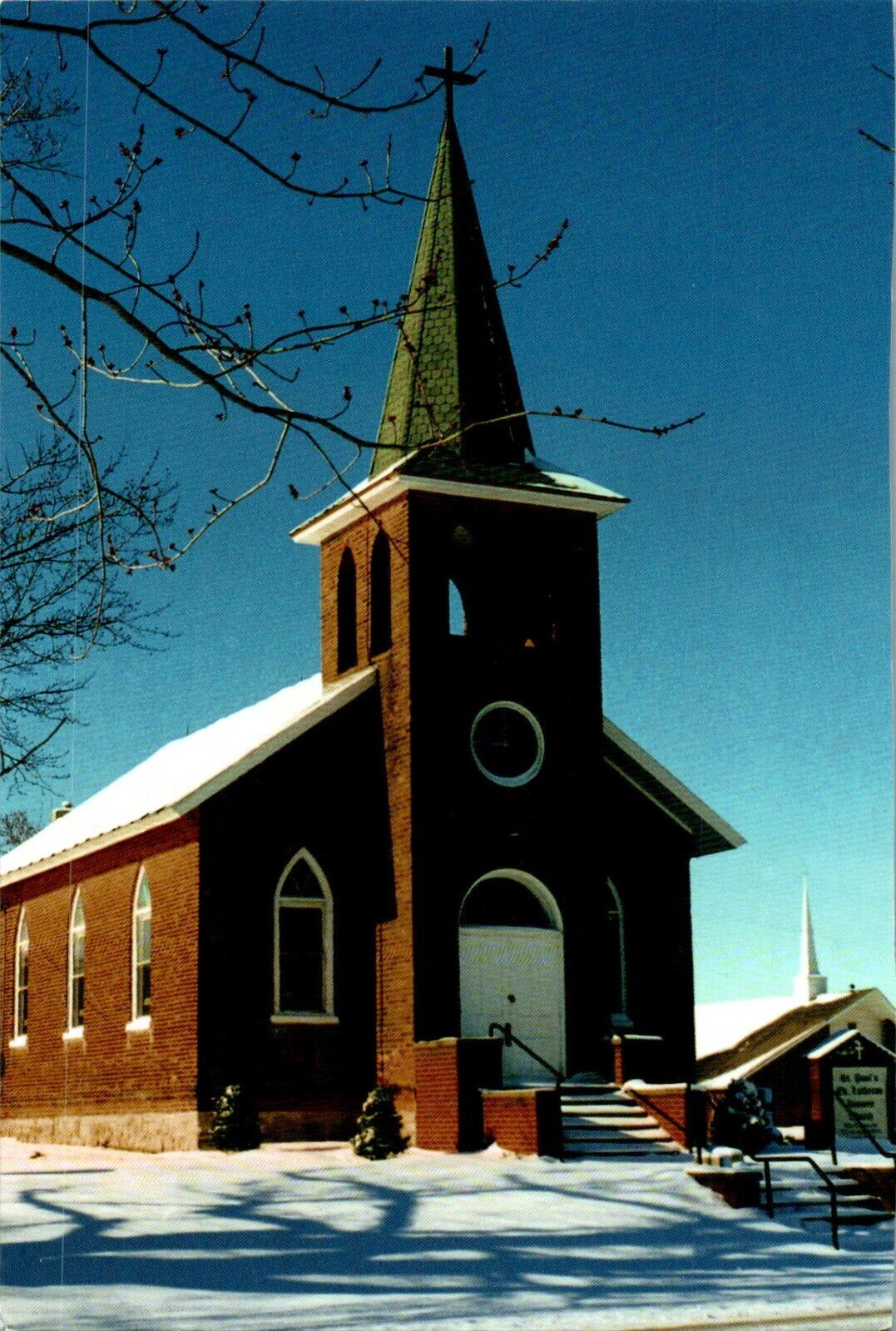 St. Paul's Evangelical Lutheran Church, Monroe, Michigan MI chrome Postcard