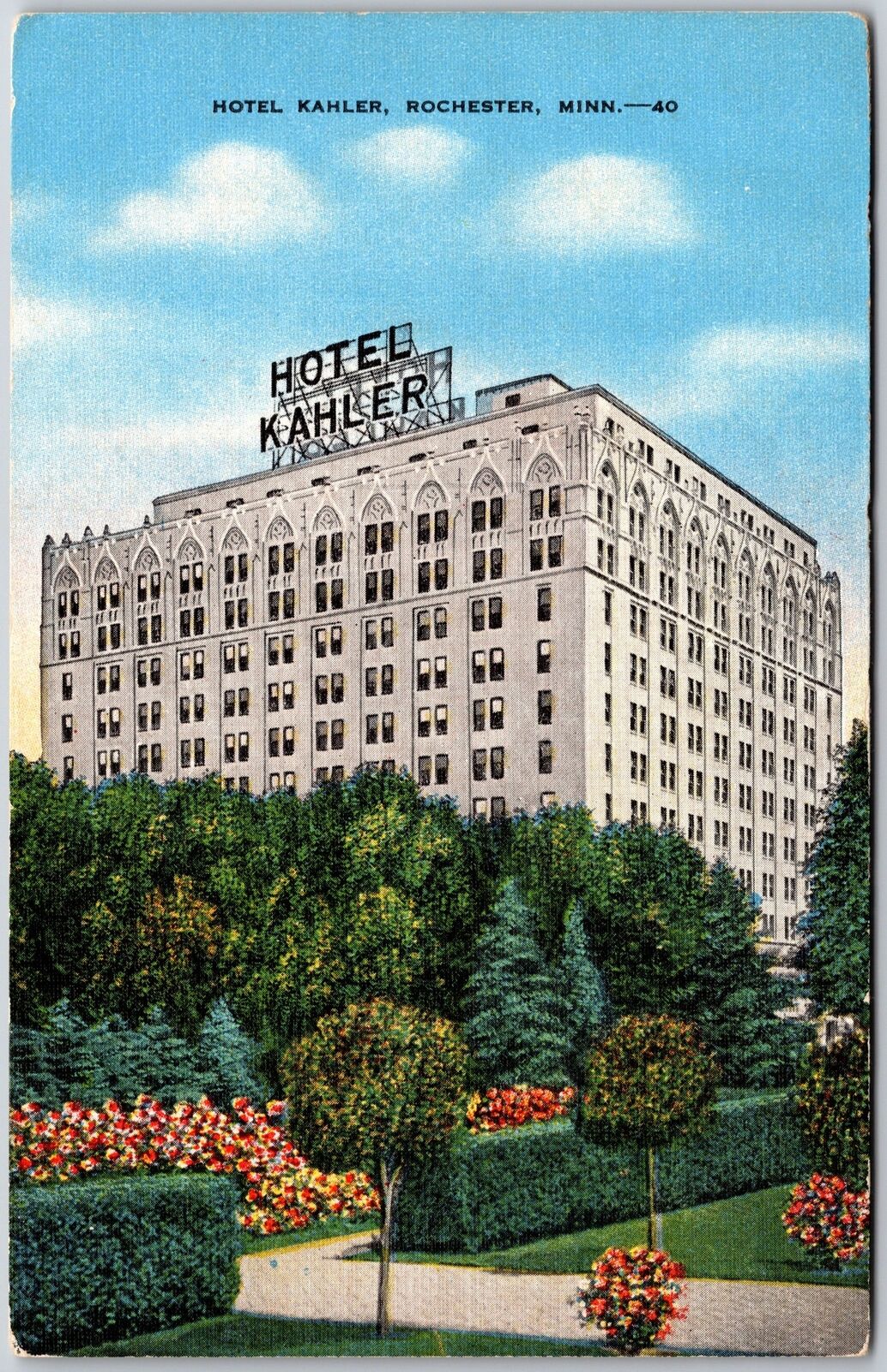 Rochester MN-Minnesota, Hotel Kahler, Pine Tree & Flower Views, Vintage Postcard