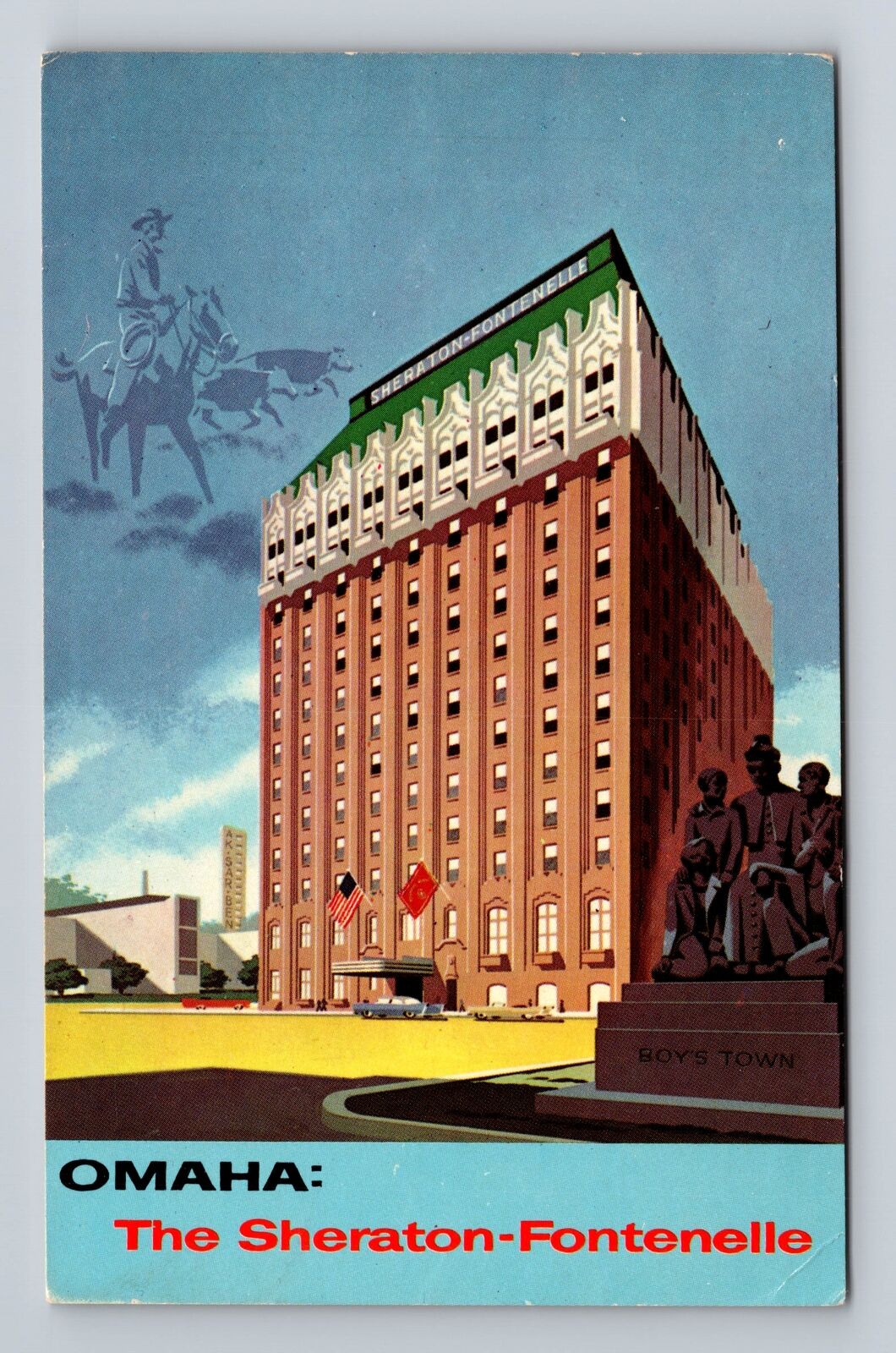Omaha NE-Nebraska, Sheraton Fontenelle Hotel, Advertising Vintage Postcard