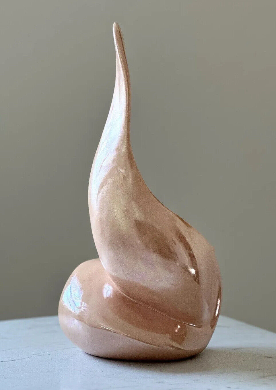Vintage Pink Rainbow Glaze Abstract Art  Sculpture Ceramic 15” Tall