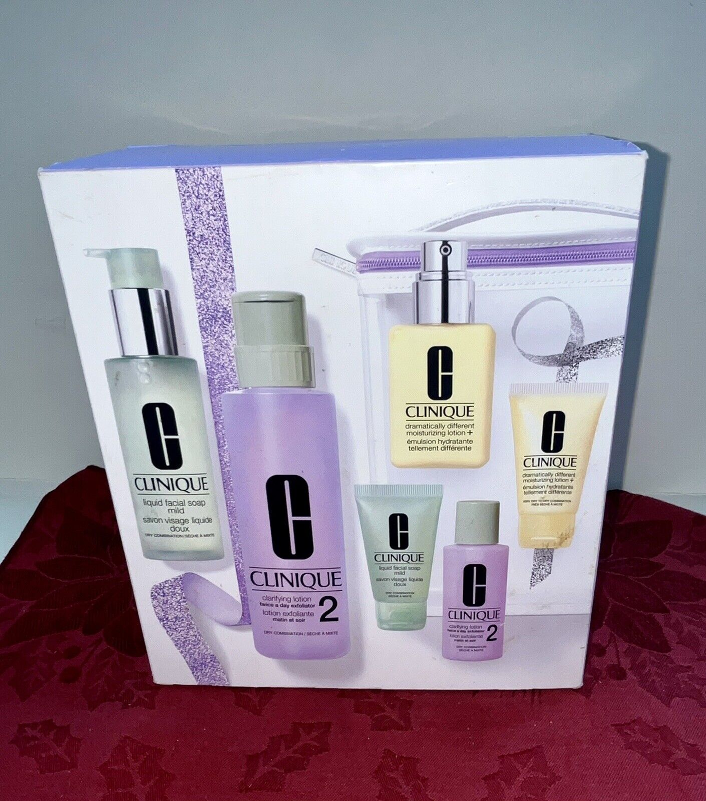 CLINIQUE GREAT SKIN ANYWHERE BOXED 6 PC SET FACIAL CARE FOR CLEAR GLOWING SKIN