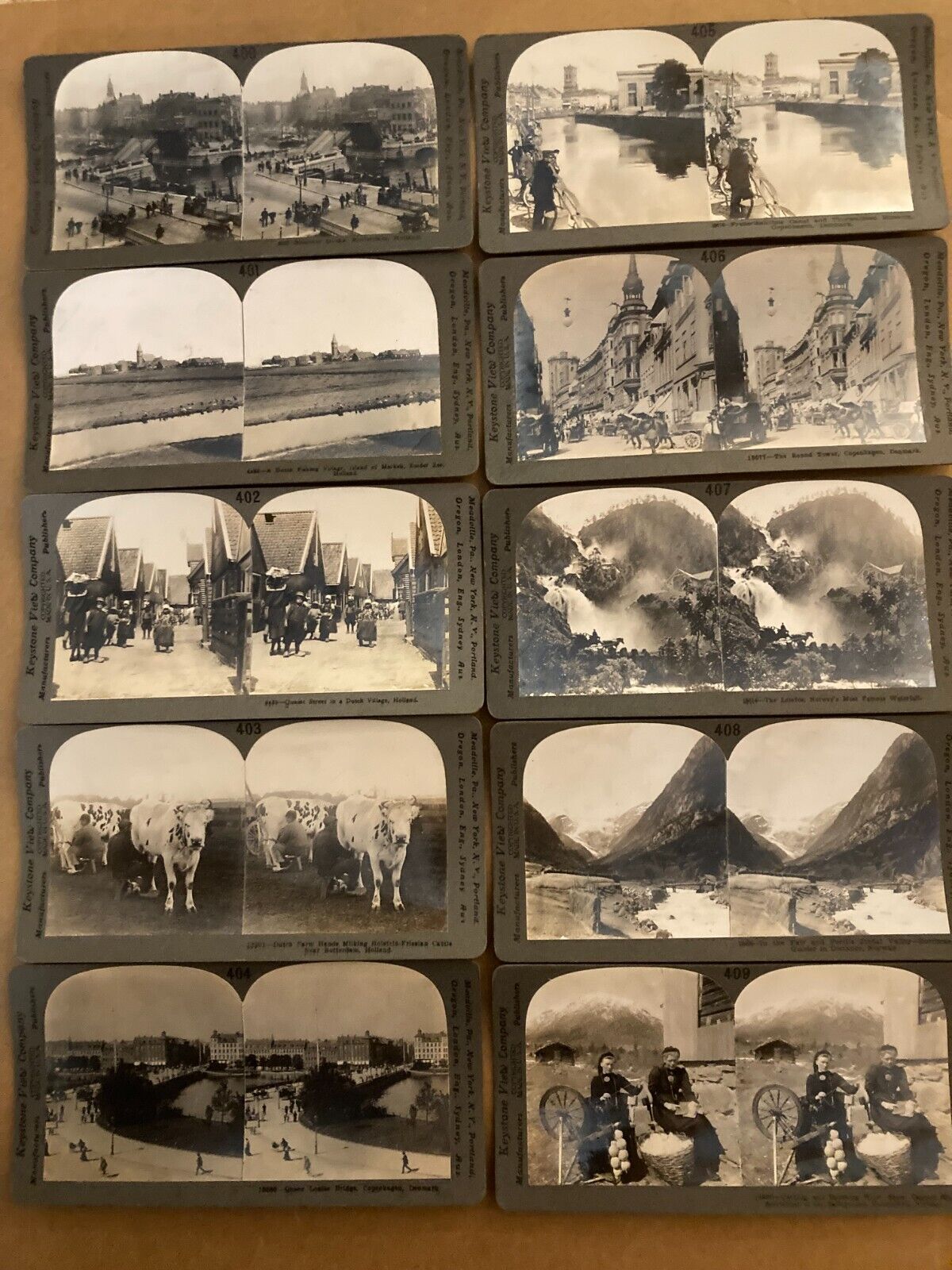 Keystone View Company - 100 consecutive stereoview slides, 400-499 Many country