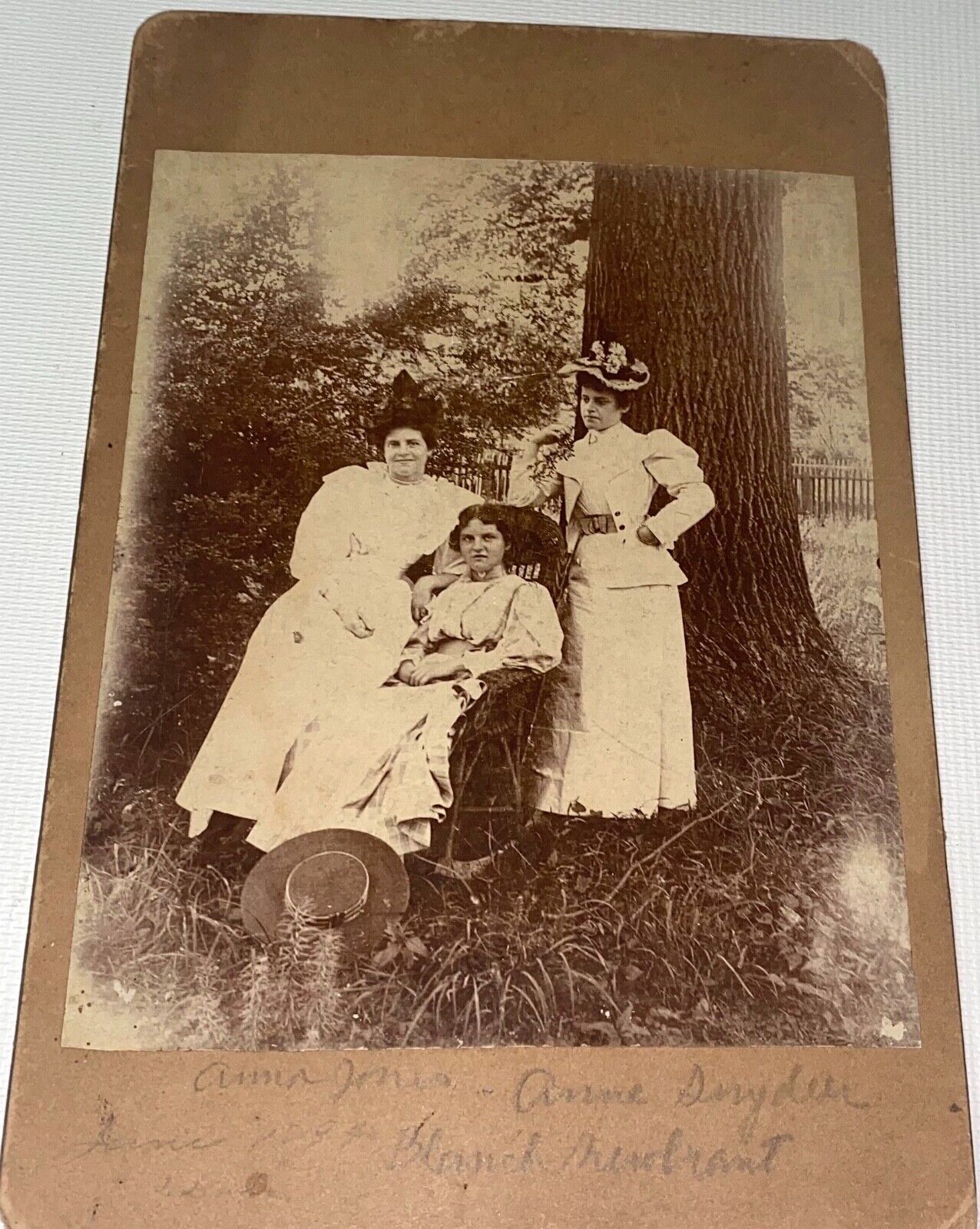 Rare Antique Victorian American ID\'d Outdoor Group Lovely Ladies Cabinet Photo