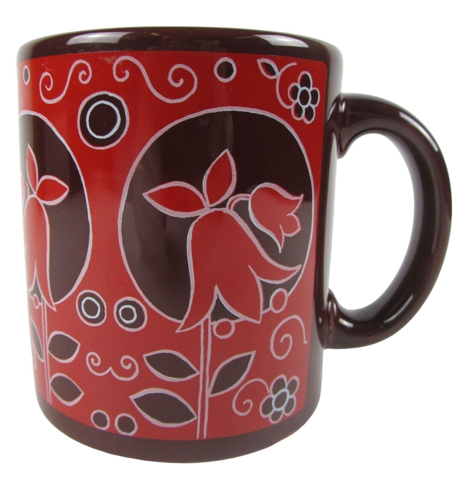 Waechtersbach Red Brown Flowers Coffee Tea Mug Cup 10 oz Vintage W Germany