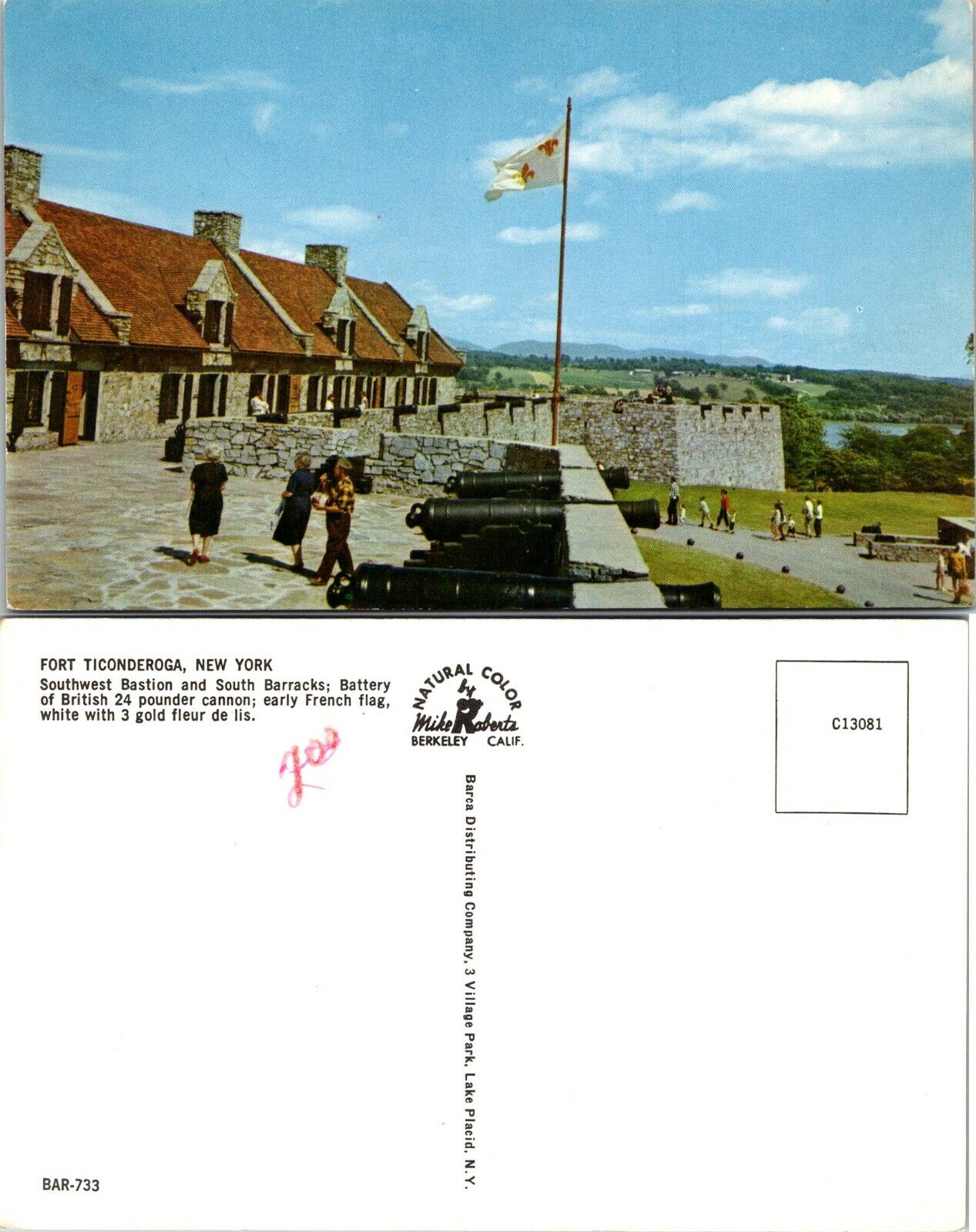 New York(NY) Fort Ticonderoga Southwest Bastion South Barracks Vintage Postcard