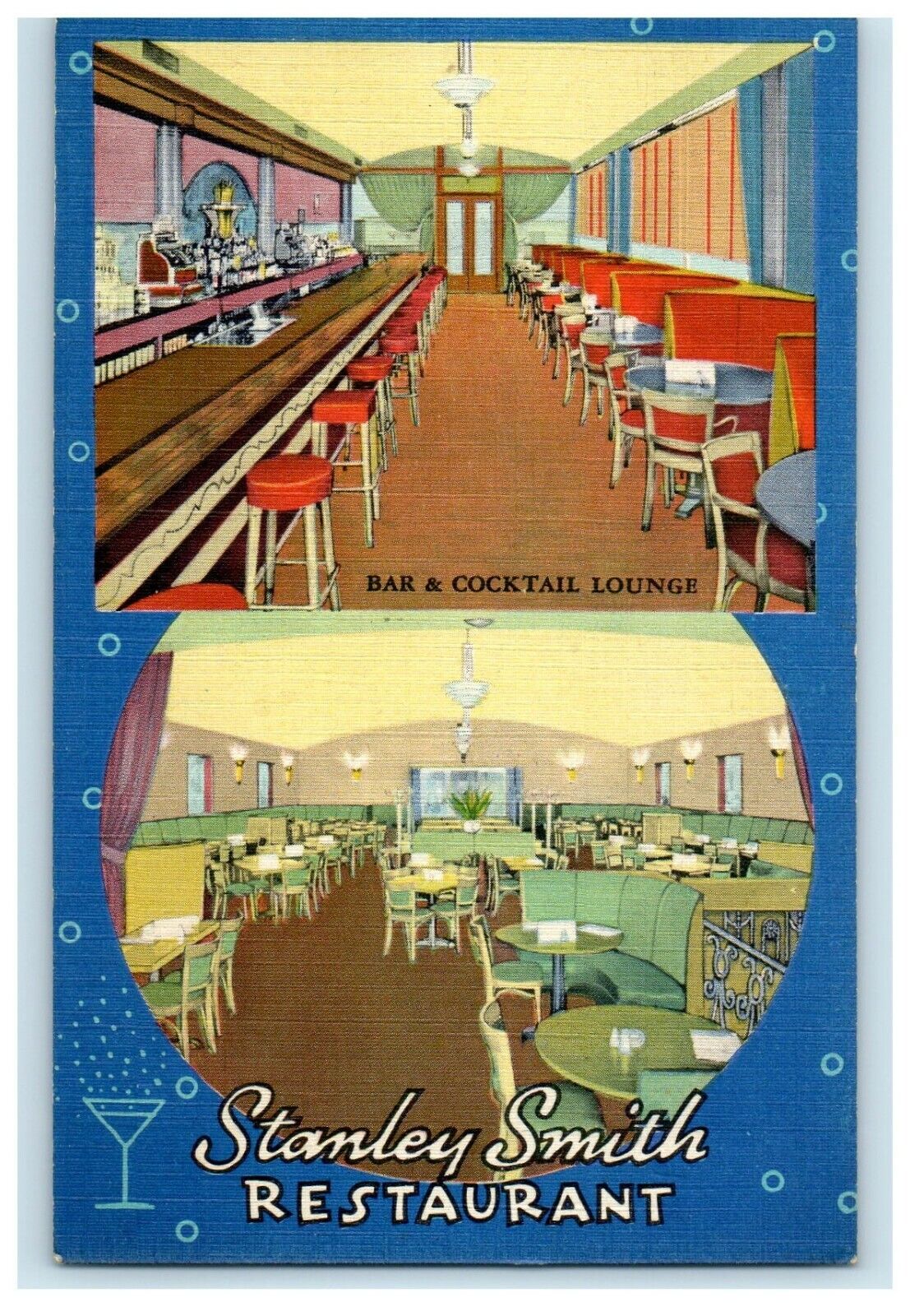 c1940's Stanley Smith Restaurant Interior View Brooklyn New York NY Postcard
