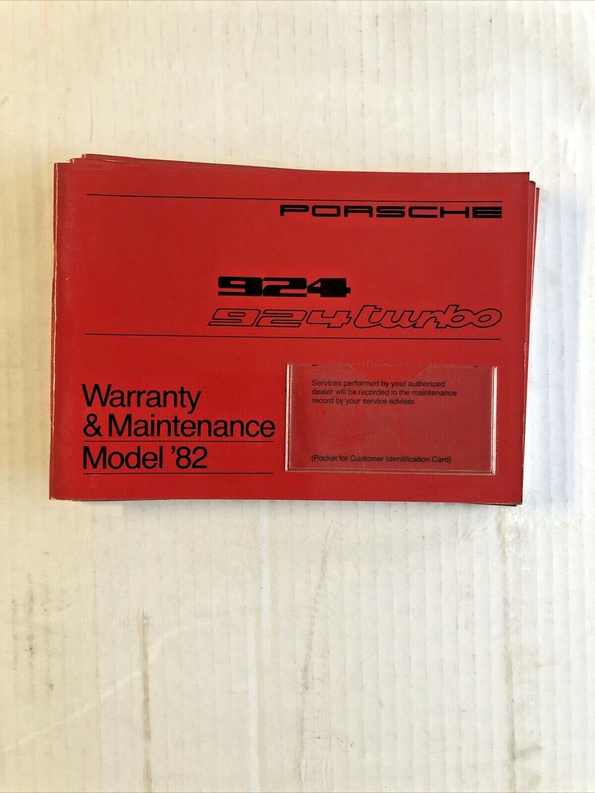 Original Porsche 924 Turbo Warranty And Maintenance Book 1982