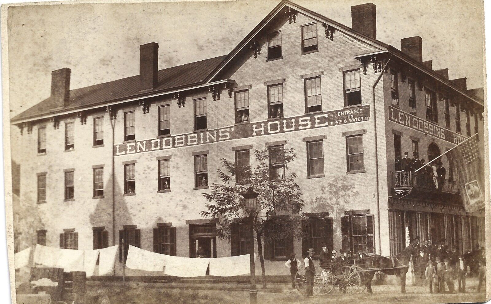 Wellsville OH--Dobbins House, Wm. Jennings Bryan flag; 1896 political meeting