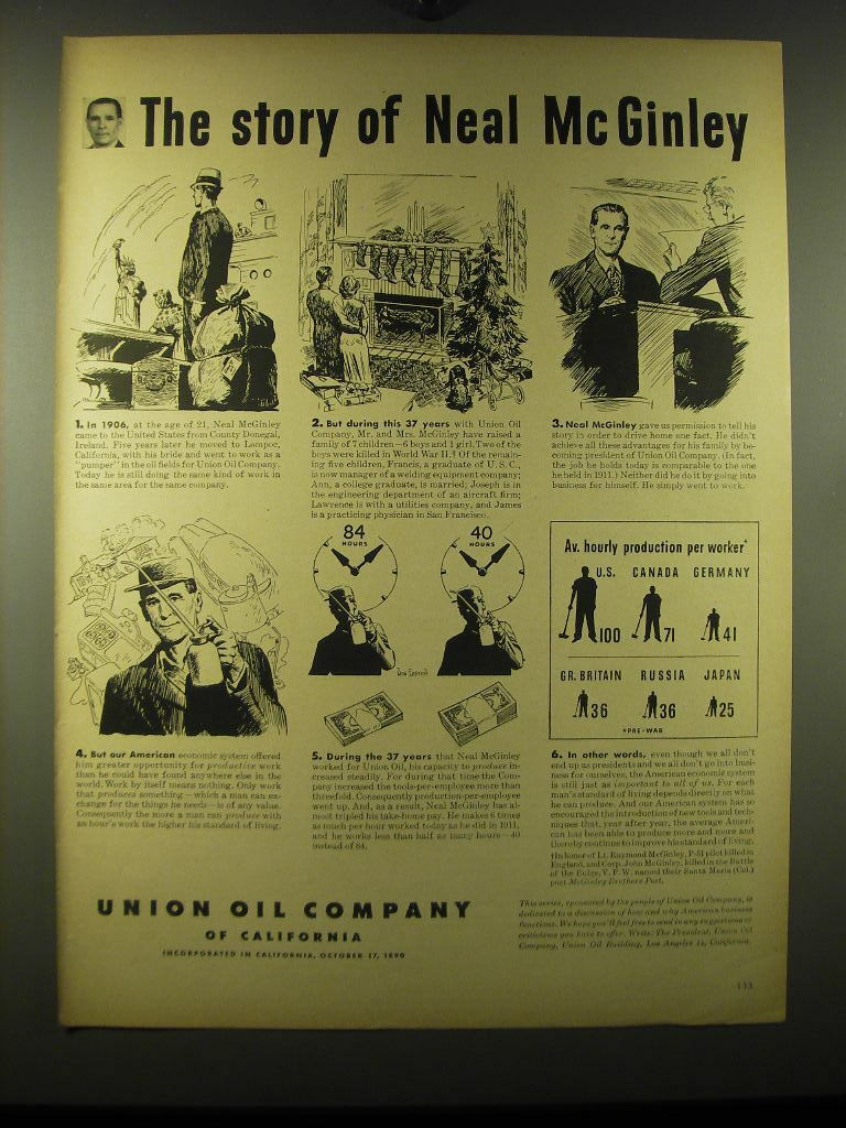 1948 Union Oil Company Ad - The story of Neal McGinley