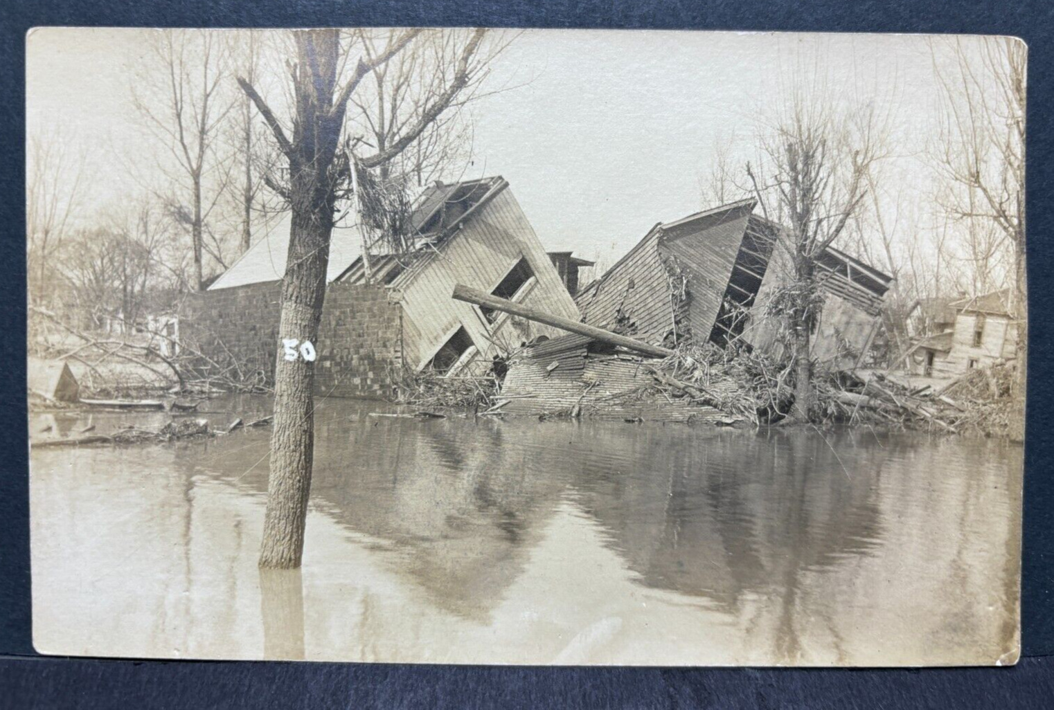 RPPC Postcard Peru Indiana~ Homes in Flood Waters~ March 1913~#50