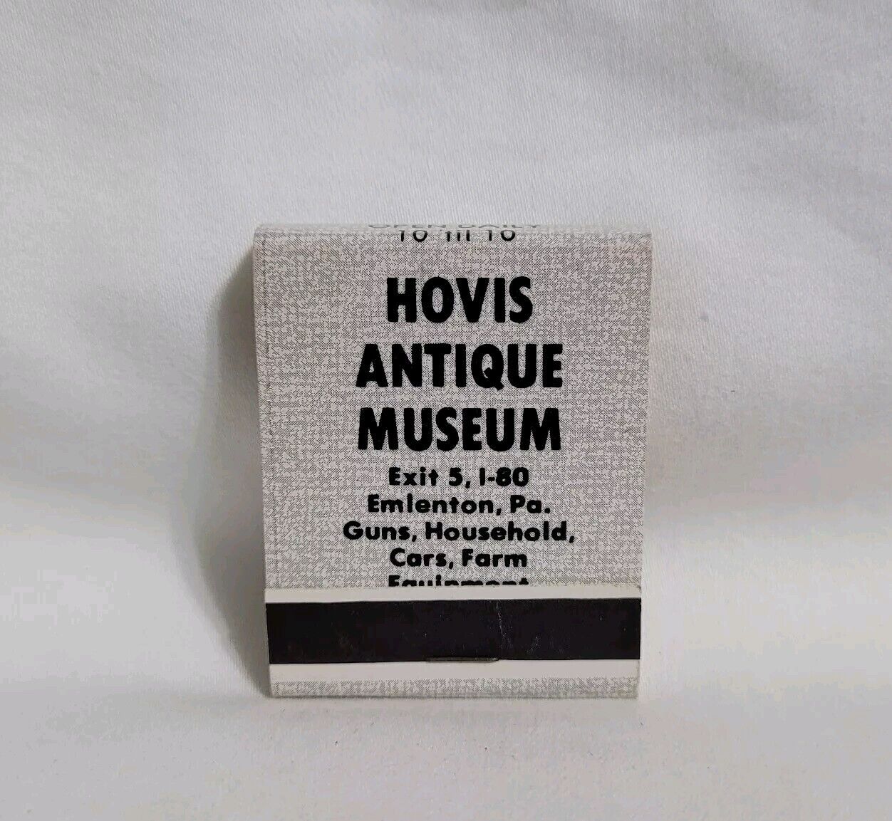 Vintage Hovis Antiques Museum Matchbook Emlenton PA Advertising Matches Full