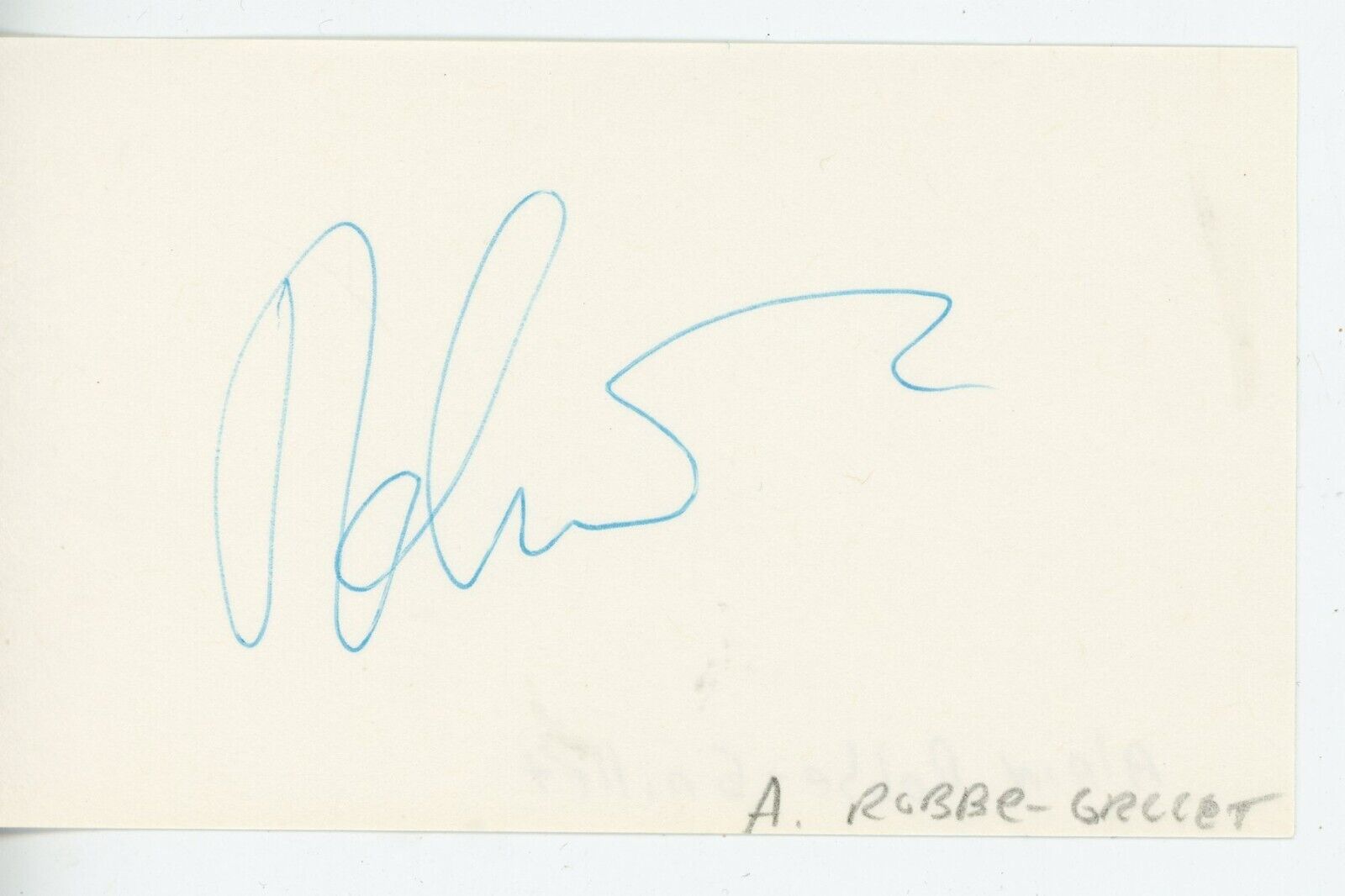 Famed French author & screenwriter Alain Robbe-Grillet & his autograph