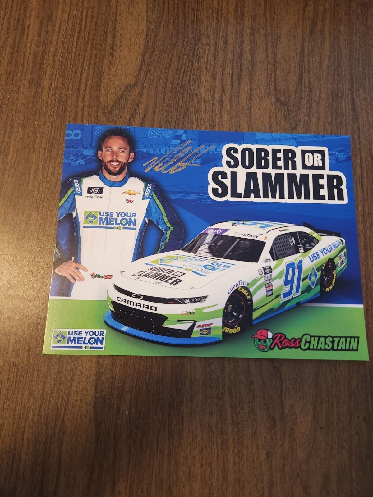 Ross Chastain #91 Autographed 2023 Sober or Slammer Xfinity Hero Card