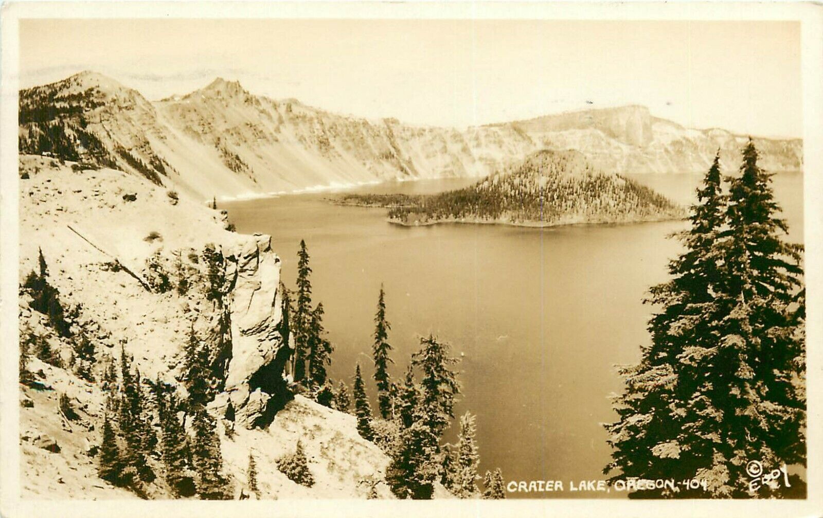 Crater Lake Oregon RPPC OR pm 1934 - UNDIVIDED BACK -  Postcard