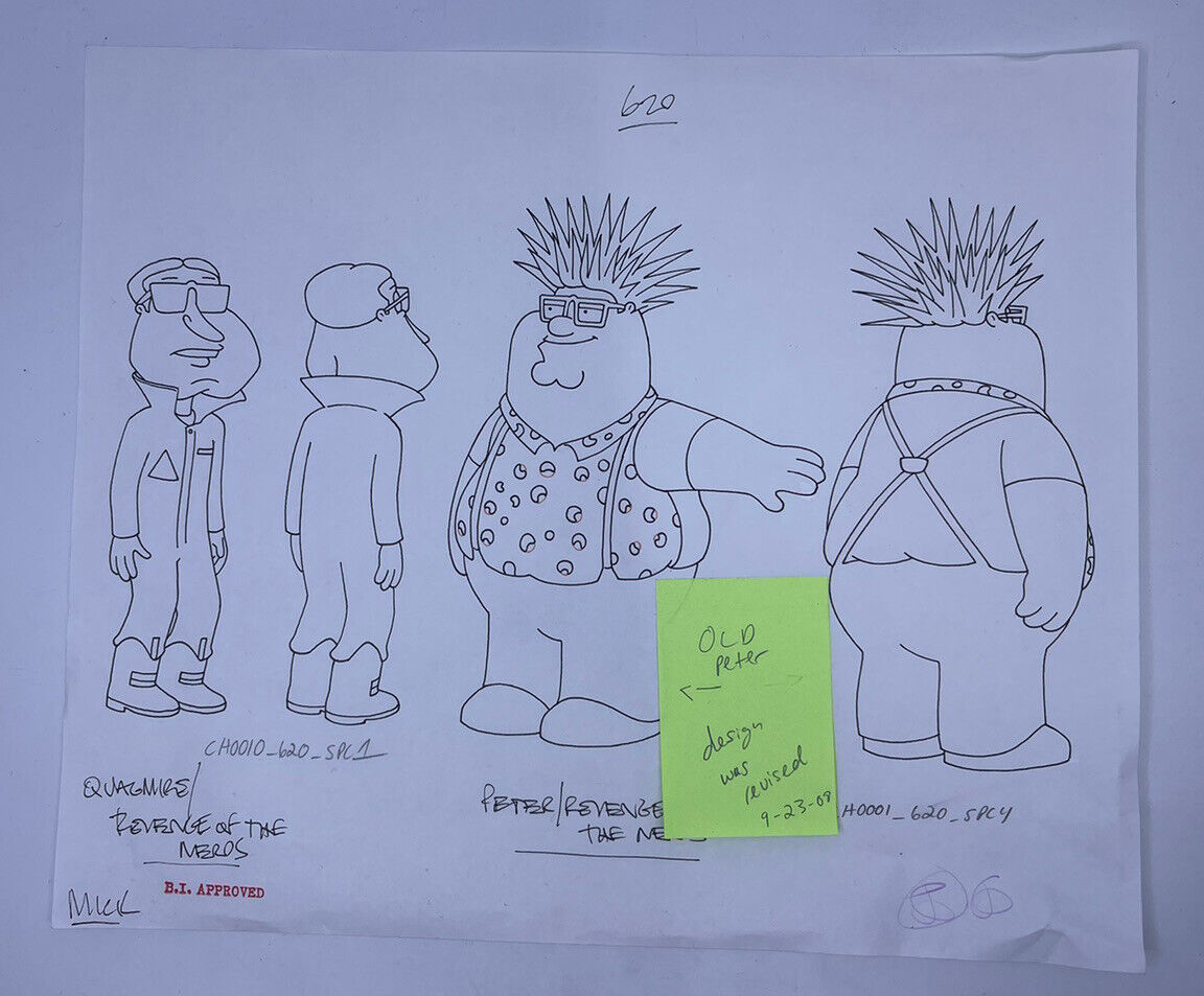 Family Guy Revenge Of The Nerds Peter Quagmire Character Design original art