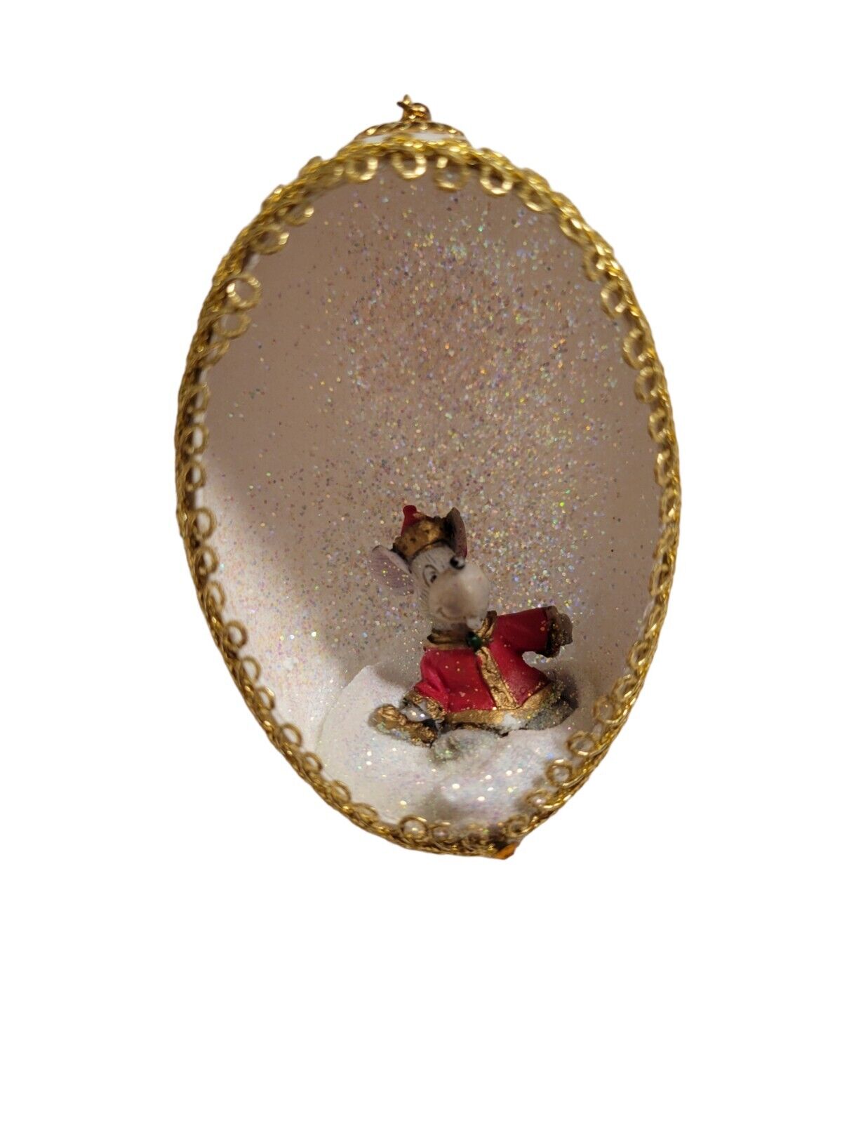 Vintage Handmade Mouse Holiday Christmas Diorama Egg Ornament