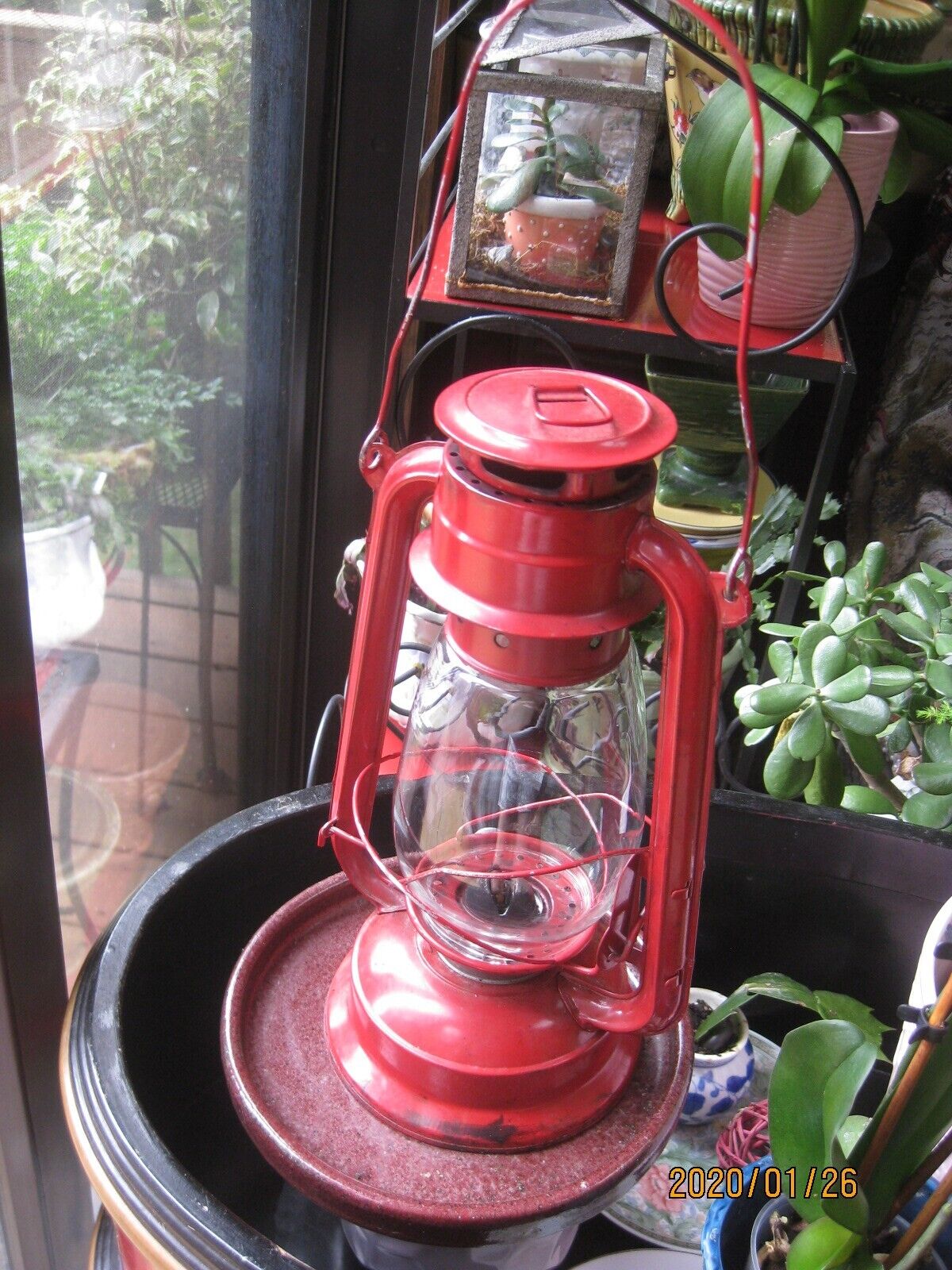 Vintage Red 12.5” Kerosene Hurricane Lantern Lamp Camping Lantern