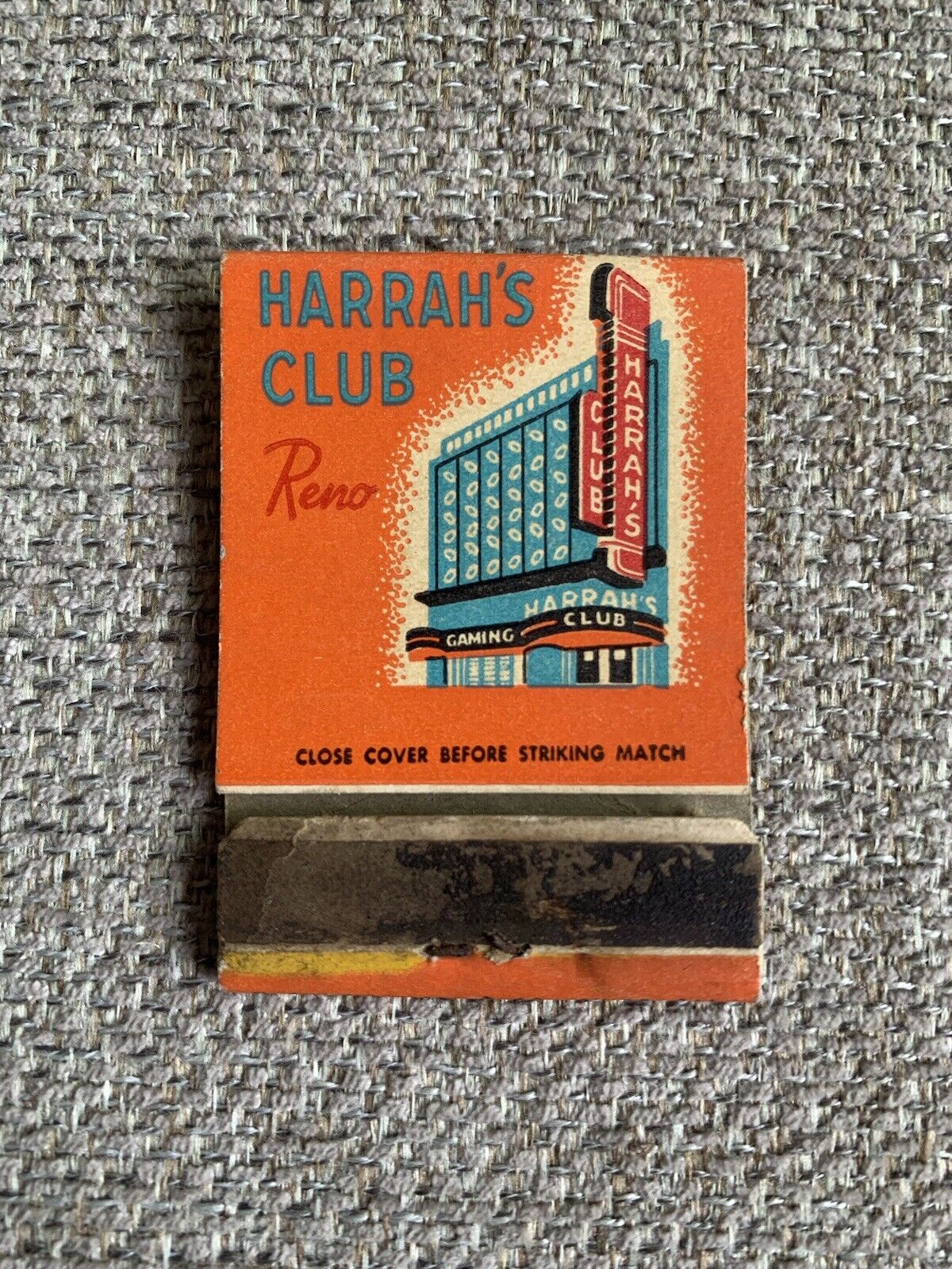 Harrah’s Club Reno Nevada Vintage Matchbook Cover Casino Gaming History ~