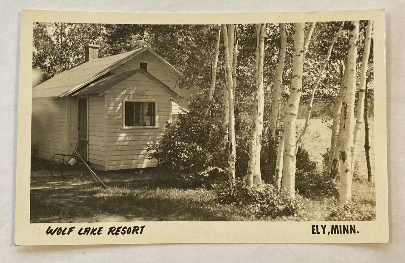 Vintage RPPC Postcard, Wolf Lake Resort, Ely Minnesota, Unposted