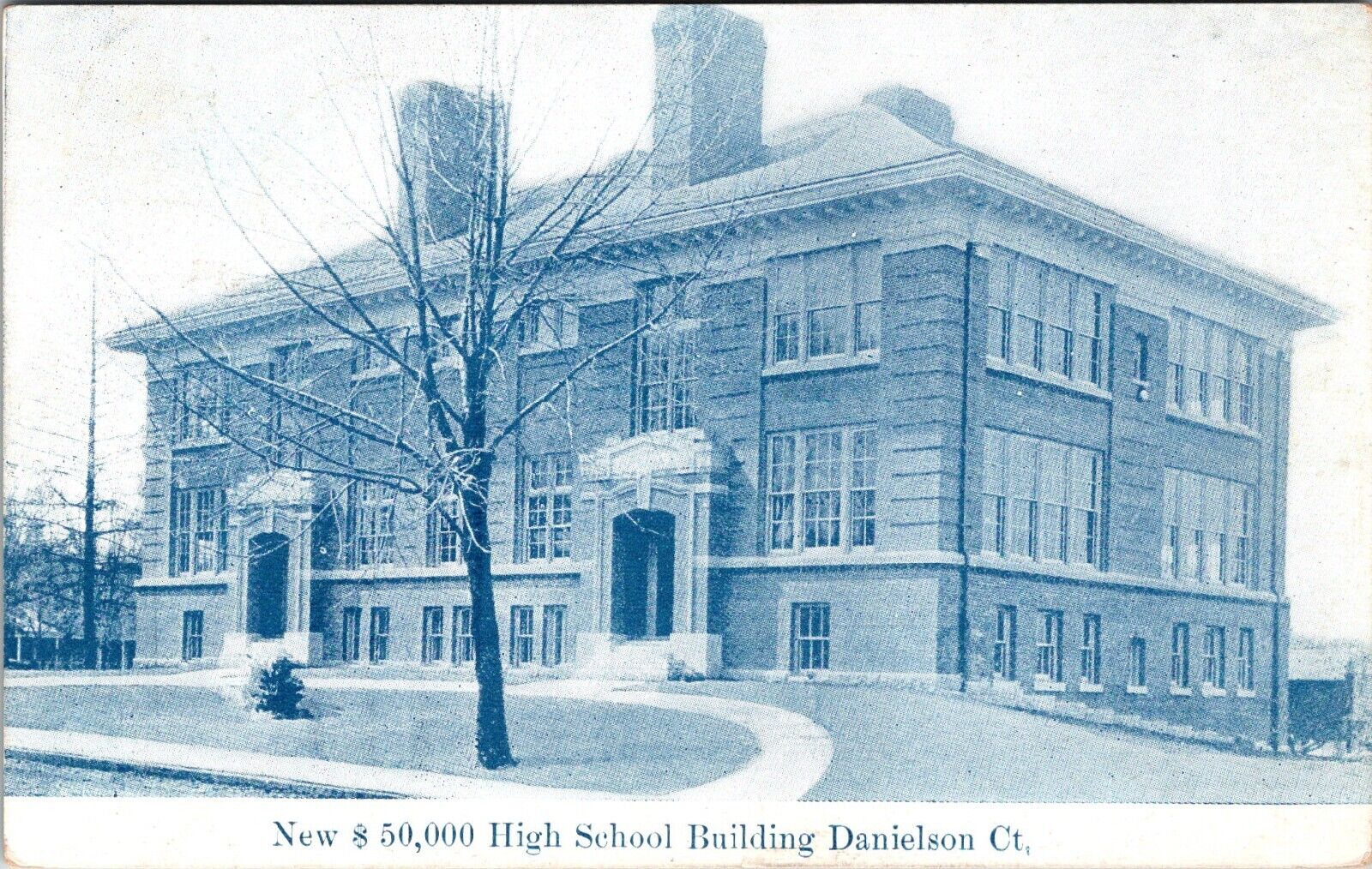 Danielson CT Connecticut New $50,000 High School Bldg 1911 Antique Postcard B609