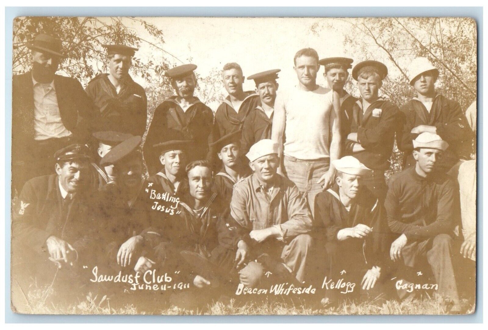 c1910's US Navy Sailors Sawdust Club RPPC Photo Unposted Antique Postcard