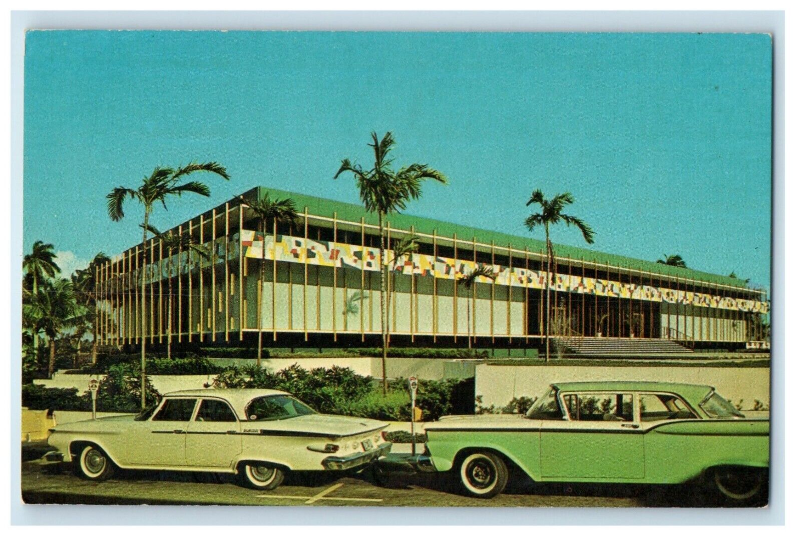 c1960's Public Library Flagler Park West Palm Beach Florida FL Vintage Postcard