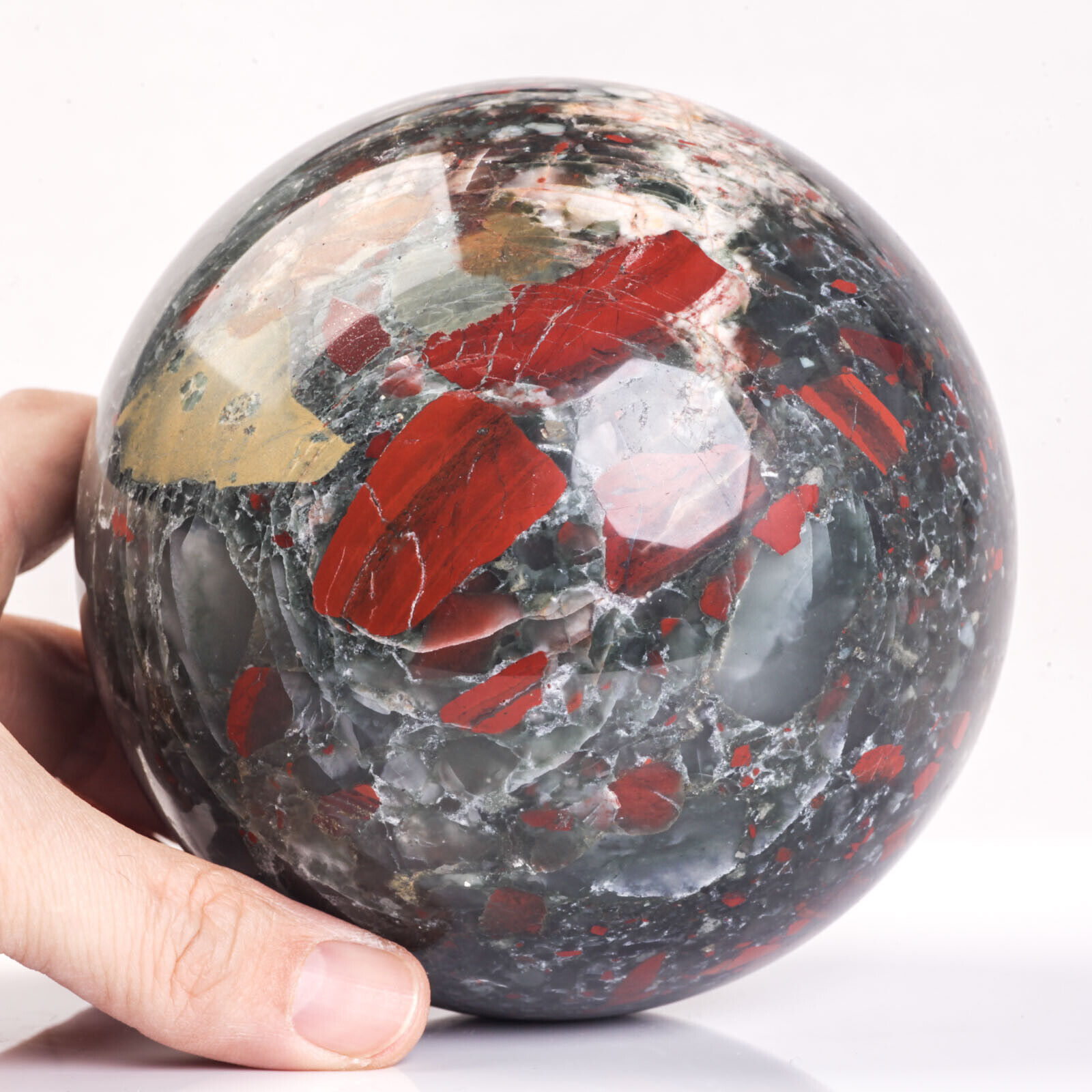 2103g 114mm Huge Natural African Bloodstone Crystal Sphere Healing Ball