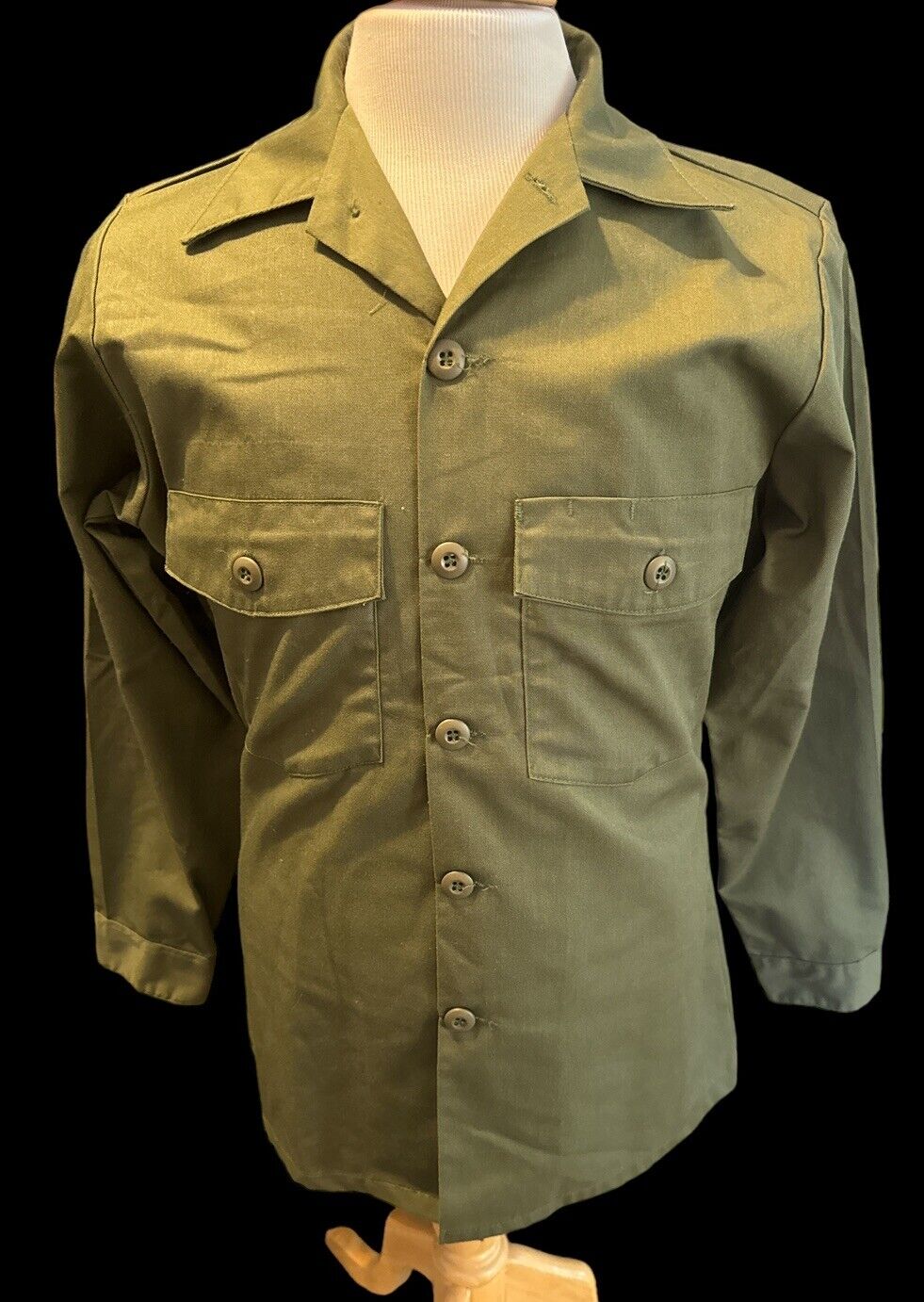 Vintage US Army Utility Shirt Size 15 1/2 x 33 Dura Press OG-507 J.H. Rutter Rex