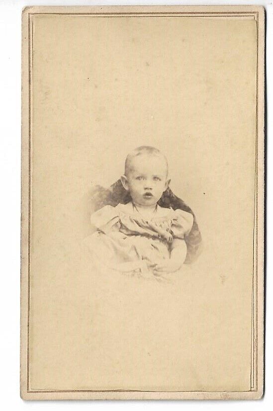 CDV Photo Unidentified Little Girl Wearing Dress - Civil War Era Tax Stamp 1864