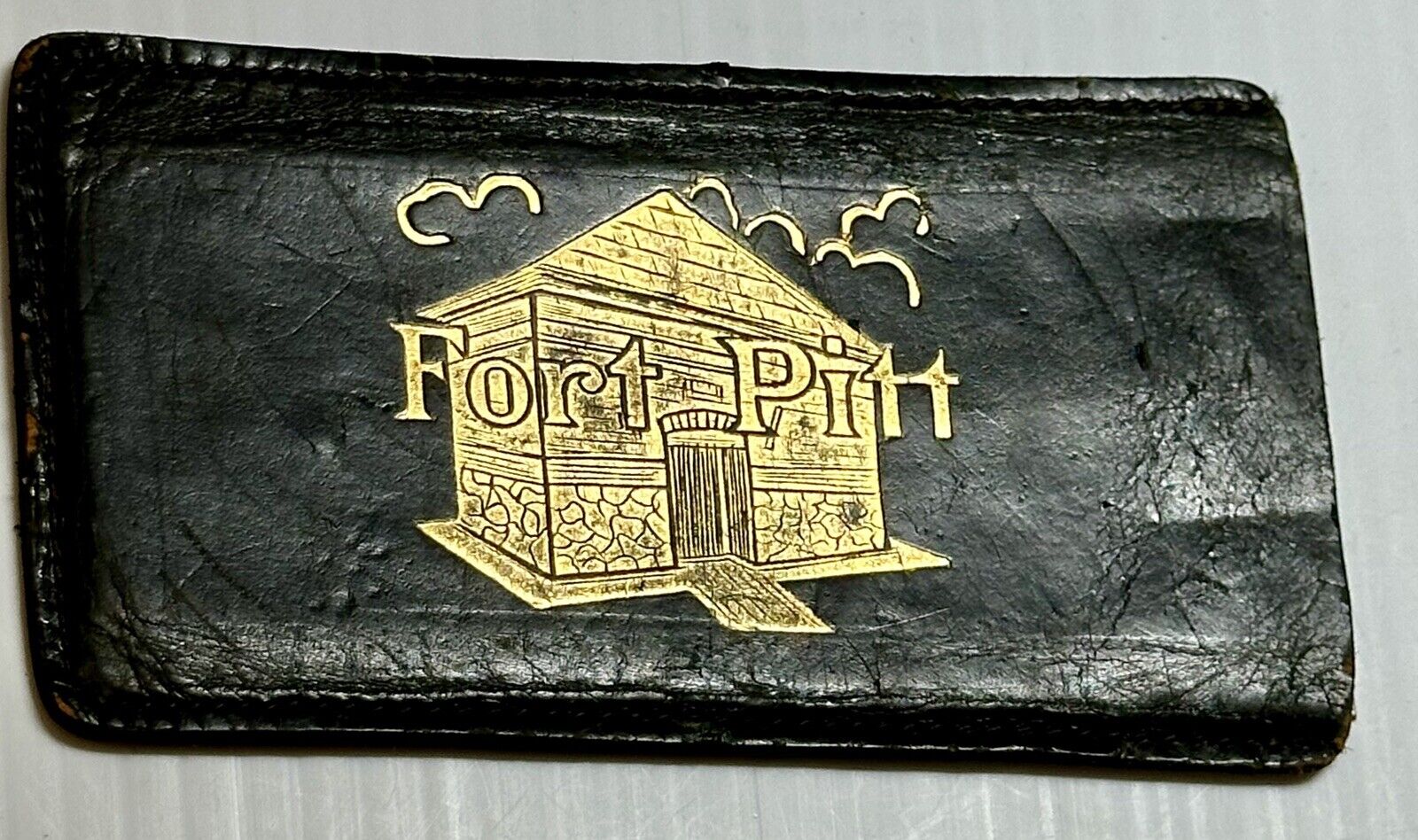 Fort Pitt Beer Antique Advertising Pocket Mirror Leather Case Pittsburgh