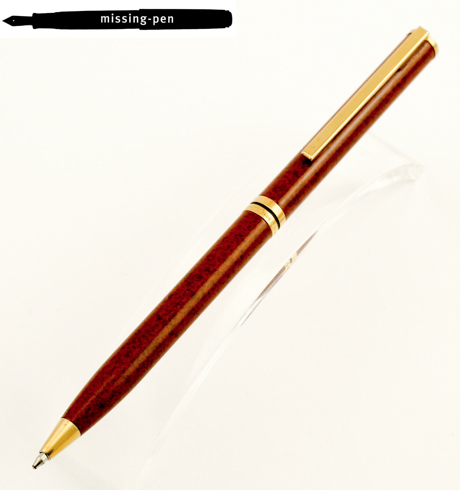 Very slim Waterman Master Ballpoint Pen in Tobacco Brown Marble from around 1977