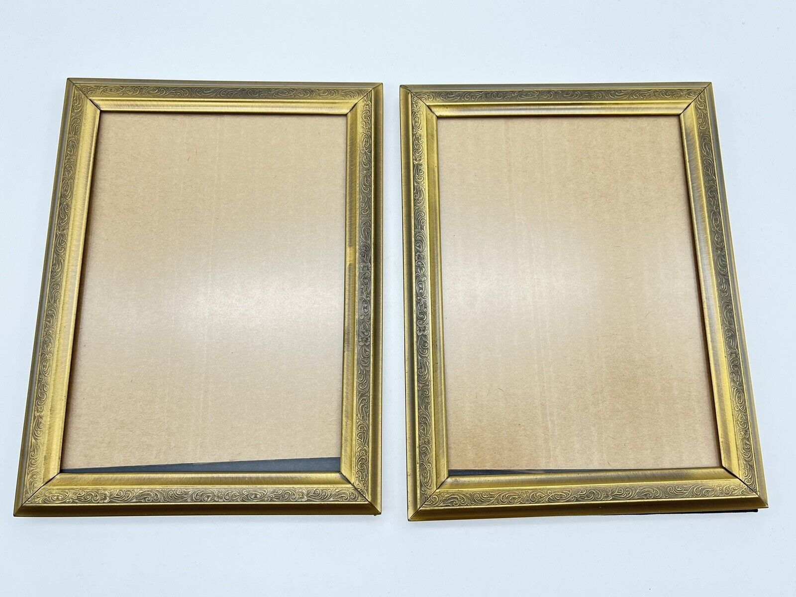 Pair Vintage Gold Picture Frames 8x6” Art Nouveau Scroll Design MCM