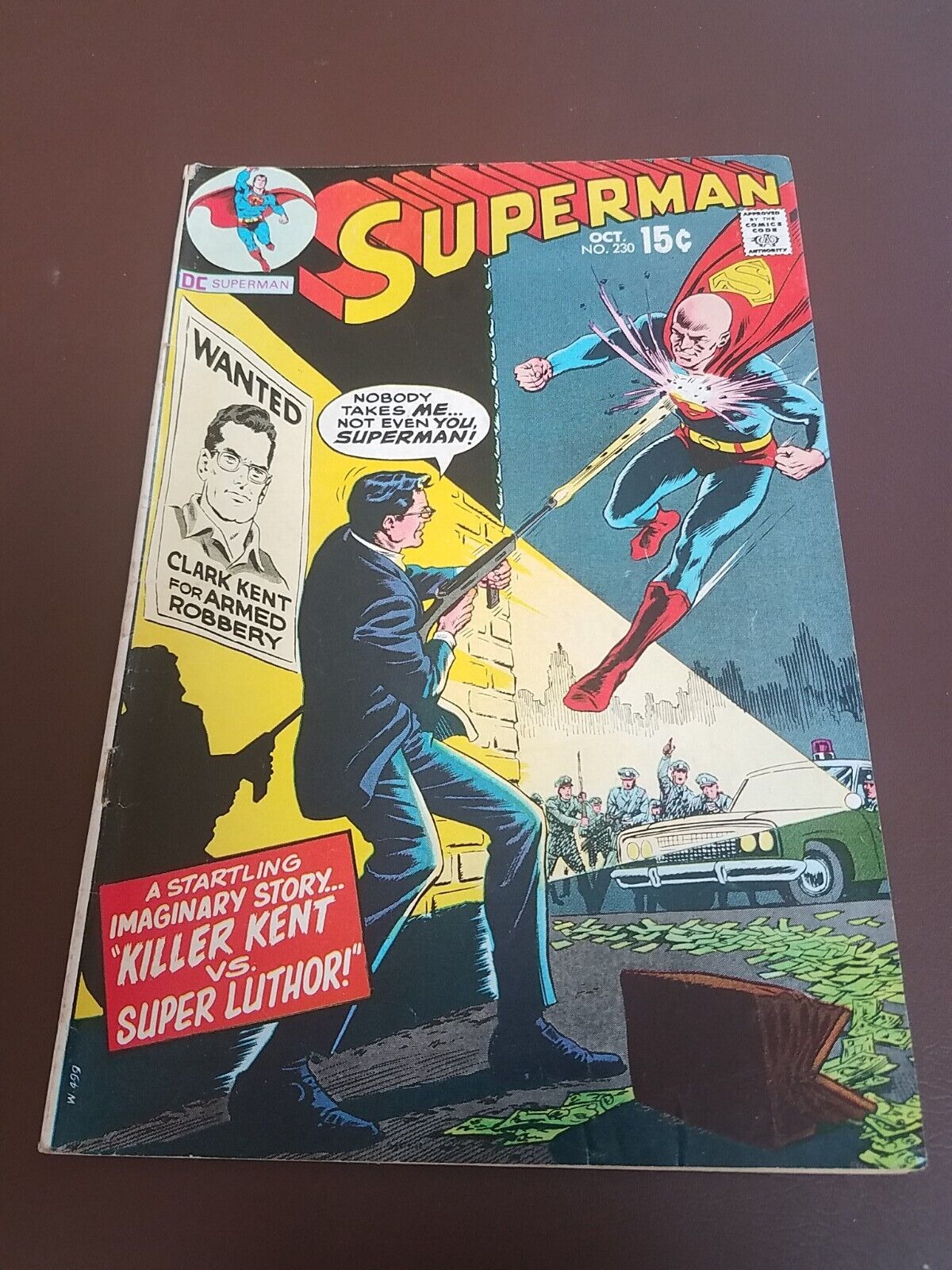 SUPERMAN # 230  VG -KILLER KENT VS SUPER LUTHOR-BORN KRYPTON-ARMED ROBBERY
