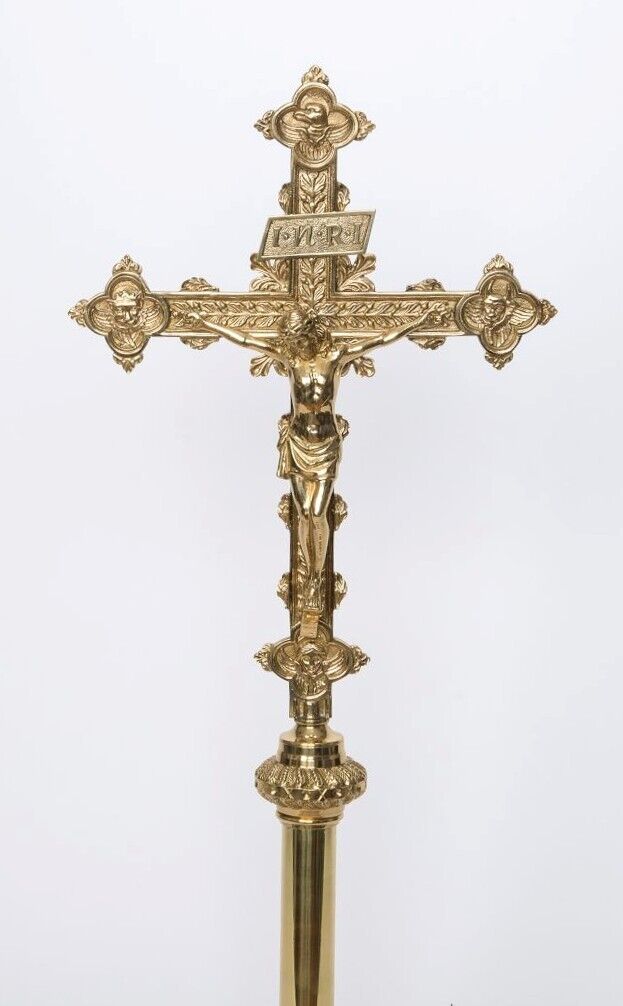 + Traditional Processional Cross, All Polished Brass #5-NRBC + chalice co. +