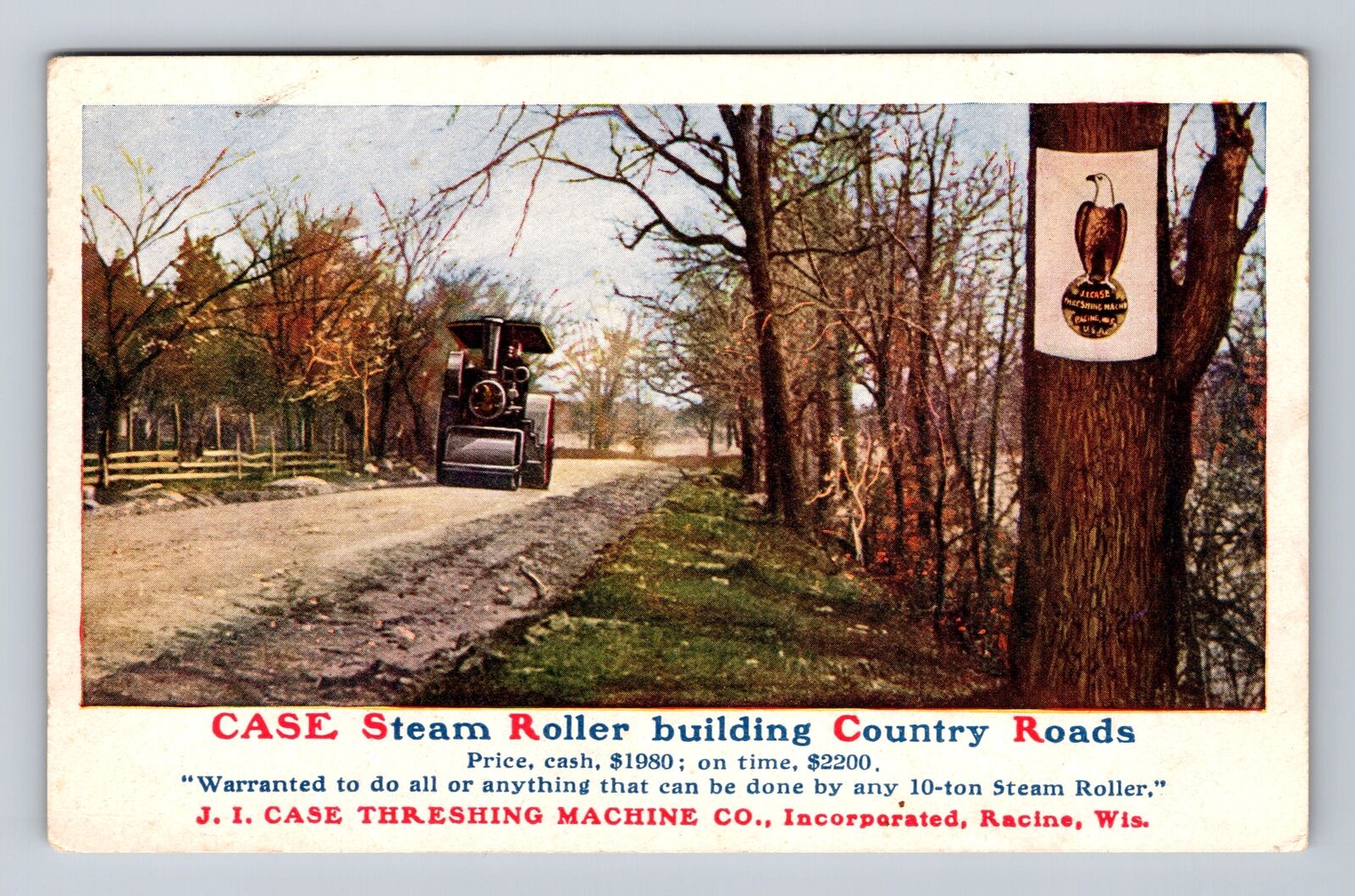 Racine WI-Wisconsin, J I Case Threshing Machine Advertising, Vintage Postcard
