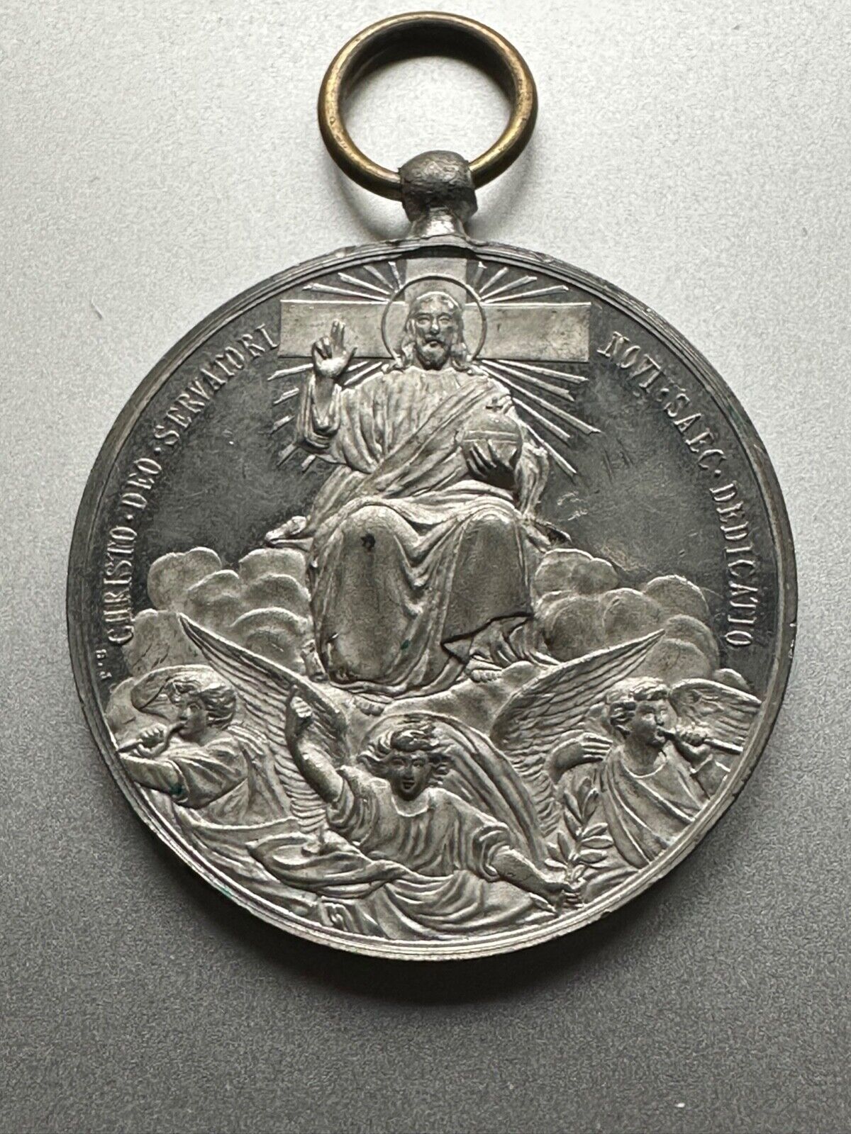French Silver Religious Medal dated 1800 MDCCCC -Christo Deo Servatory