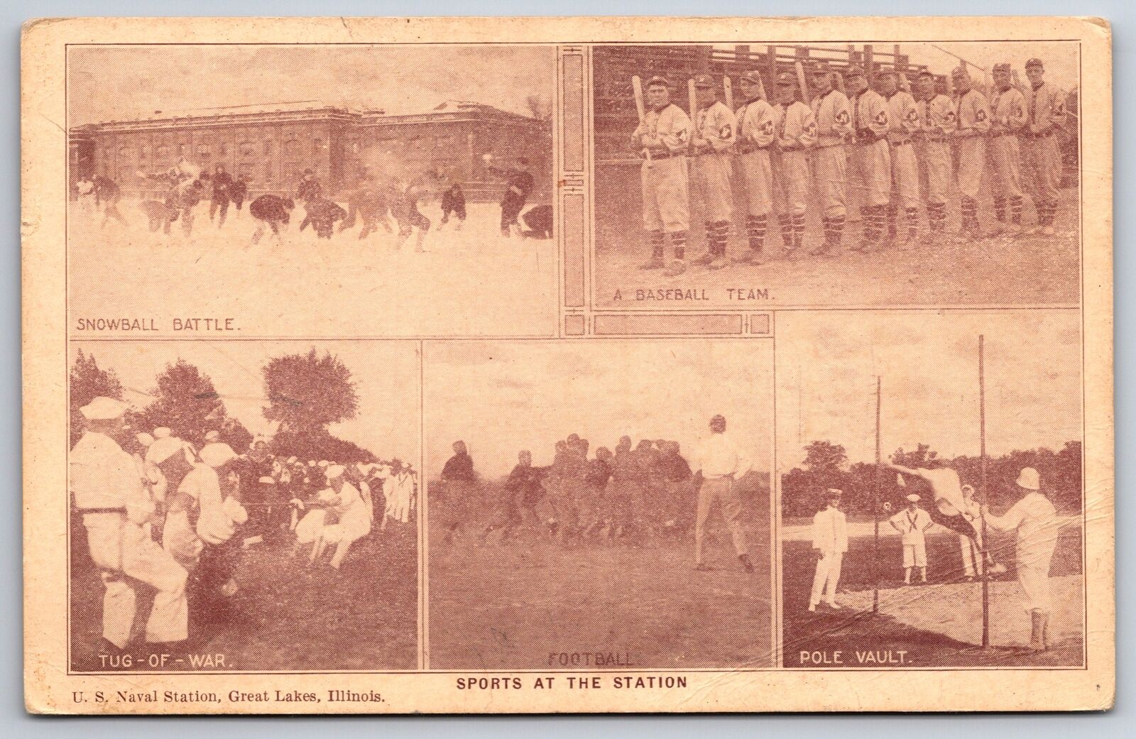 Great Lakes IL~Naval Station Sports~Baseball Team~Snowball Battle~Got Word~1917