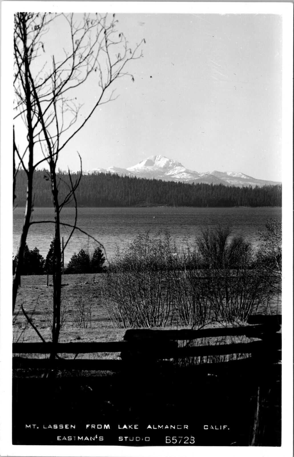  RPPC Mt. Lassen from Lake Almanor CA California Eastman's Studio Postcard