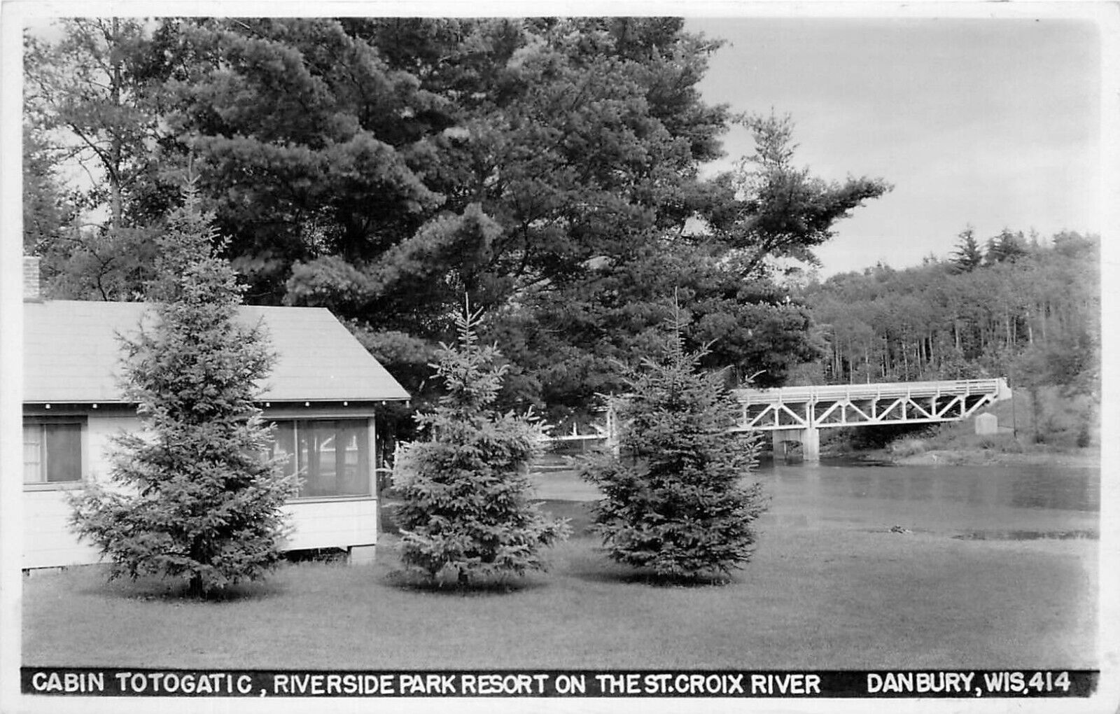 c1950 Riverside Park Resort, Danbury, Wisconsin Real Photo Postcard/RPPC