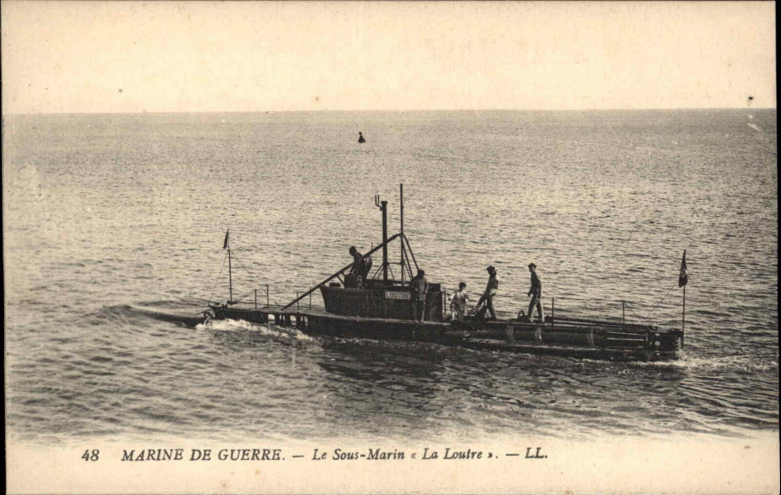 French Navy Battleship Marine de Guerre Submarine La Loutre Vintage PC