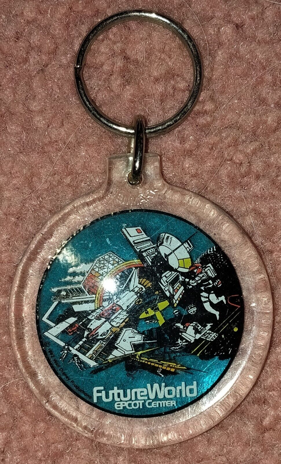 Vintage Future World Epcot Center Keychain Acrylic Bright Colors