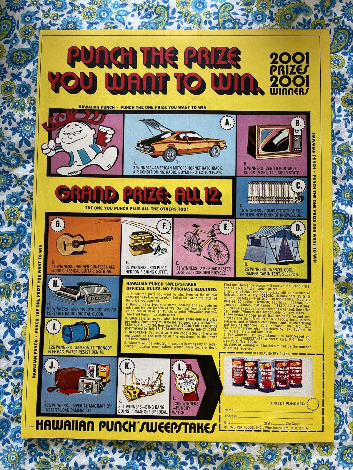 Vintage 1973 Hawaiian Punch Sweepstakes Print Ad