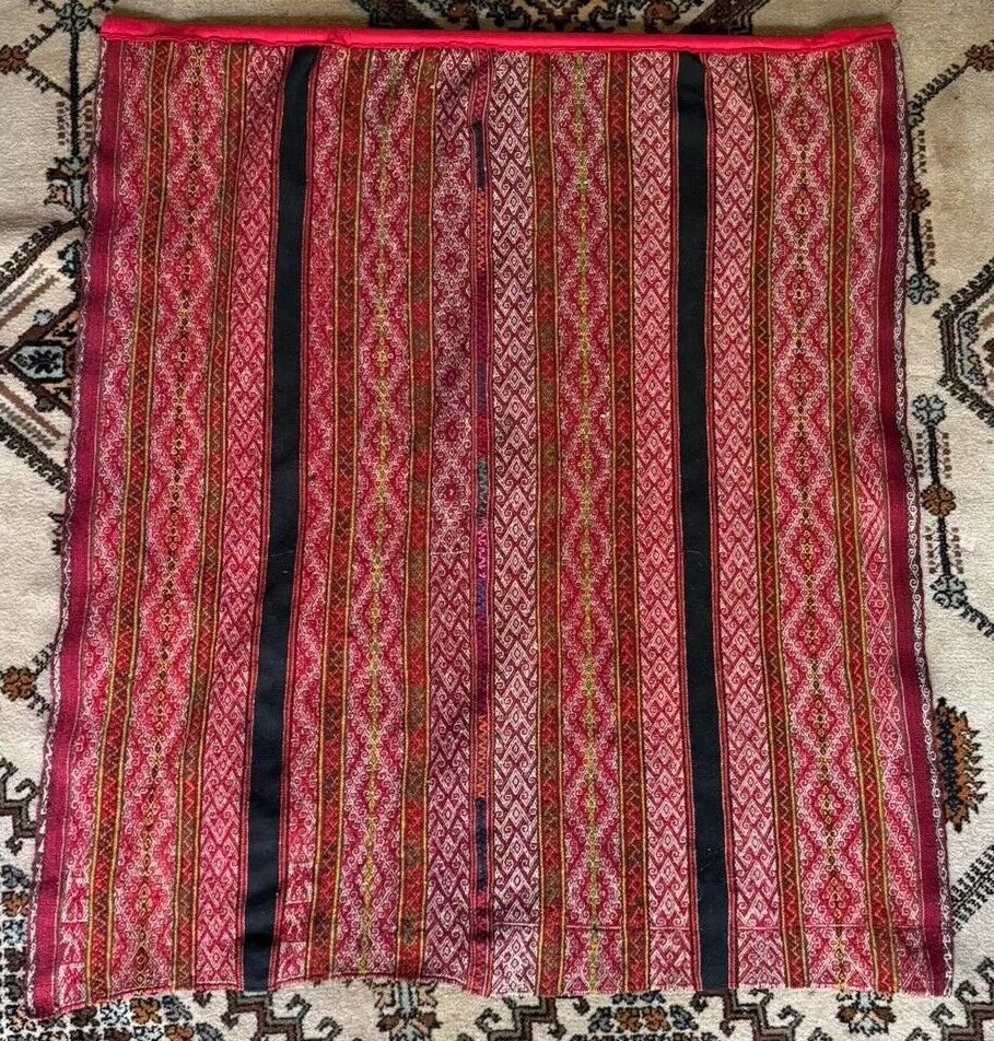 Vintage Peruvian Textile Manta Multi-Colored Wool Handmade Antique