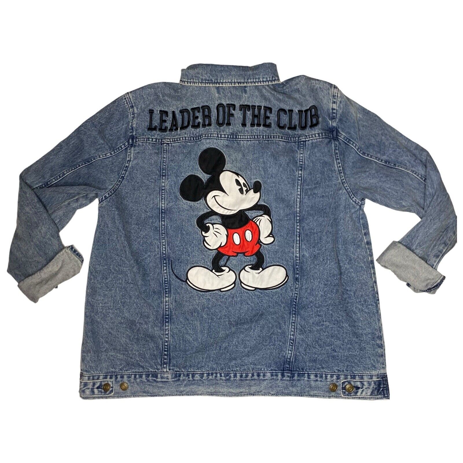 Disneyland Mickey Mouse Leader Of The Club Denim Jacket Disney Store Size Large